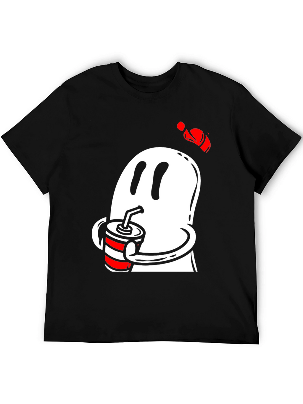 Ghost Drinking Soda Mens Black T-Shirt