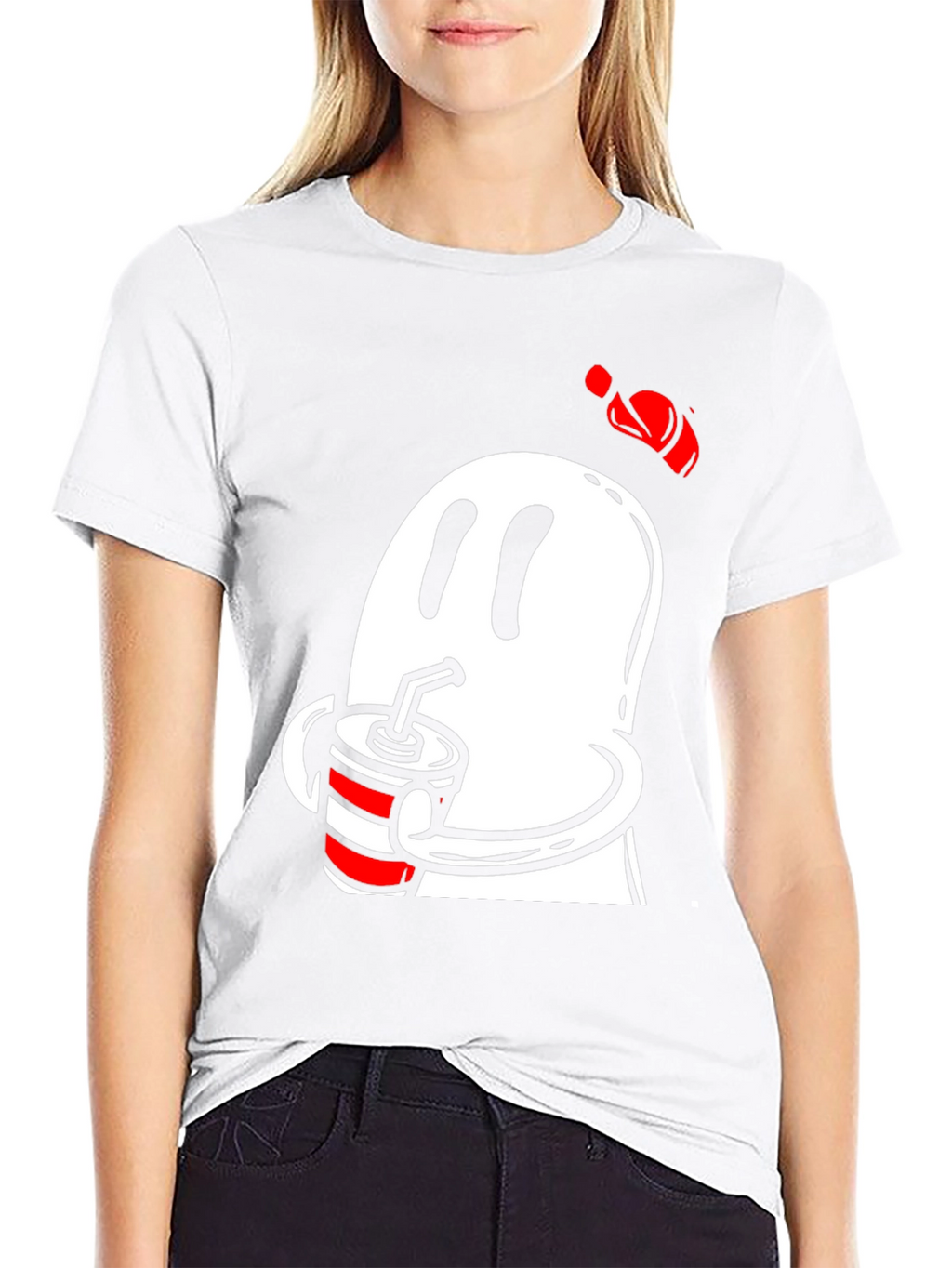 Ghost Drinking Soda Mens Black T-Shirt