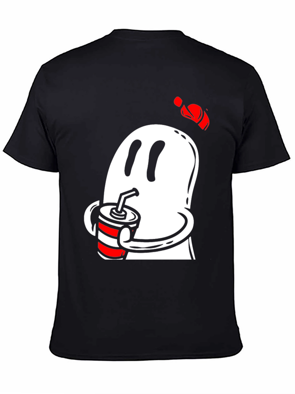 Ghost Drinking Soda Mens Black T-Shirt