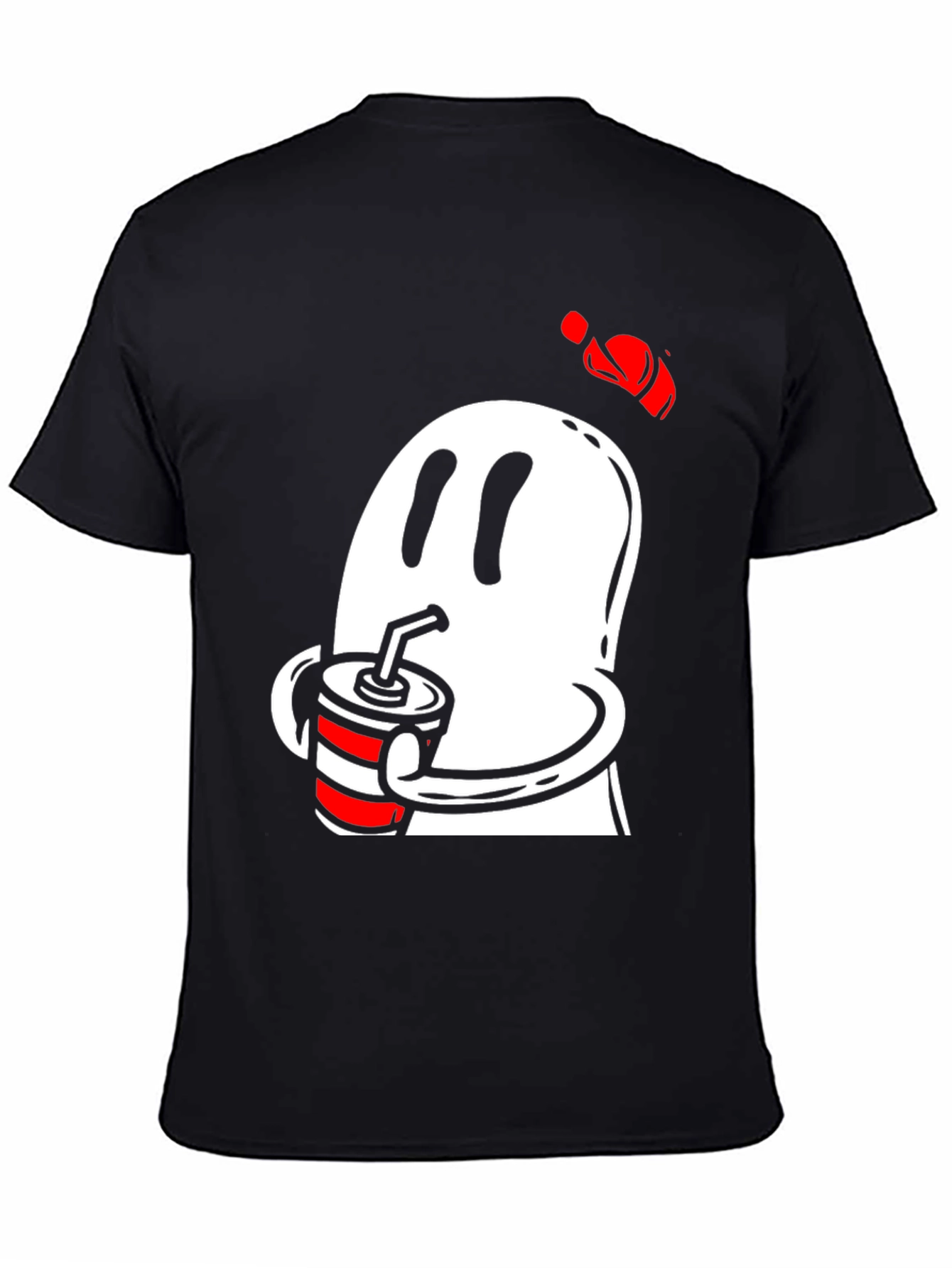 Ghost Drinking Soda Mens Black T-Shirt