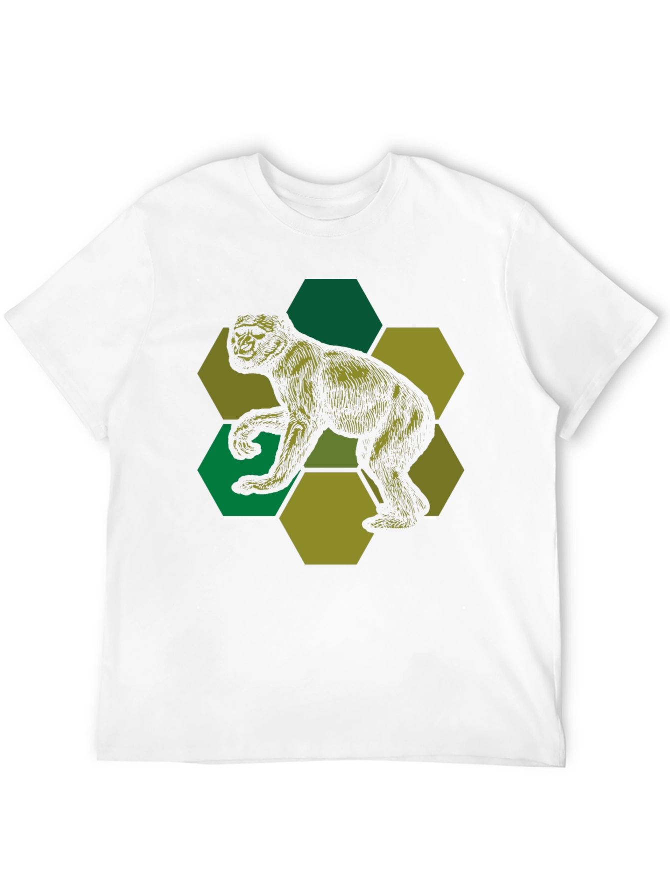 Geometric Gorilla Graphic Print Black T-Shirt