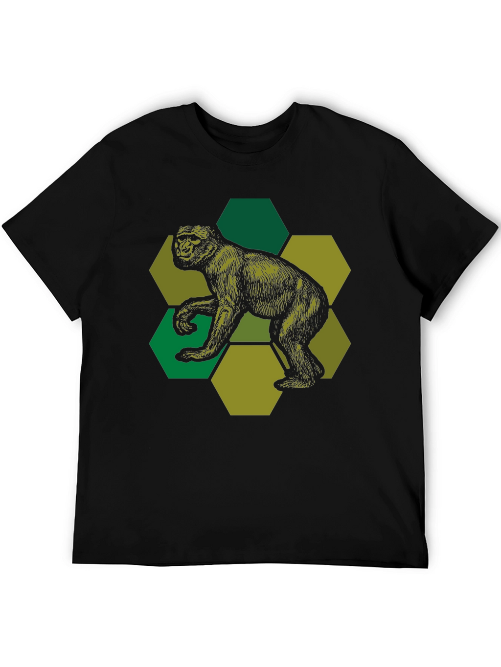 Geometric Gorilla Graphic Print Black T-Shirt