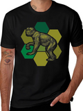 Geometric Gorilla Graphic Print Black T-Shirt