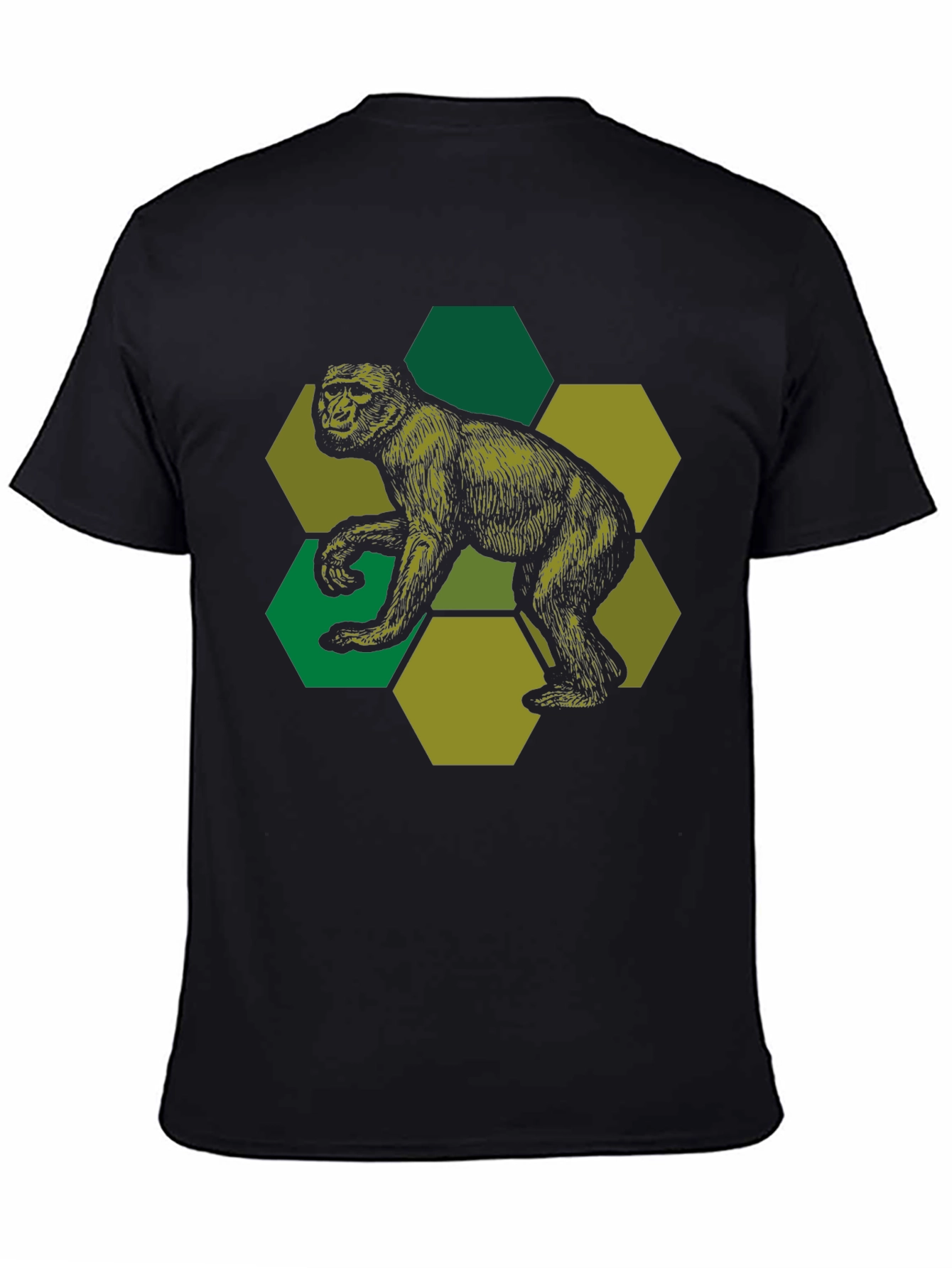 Geometric Gorilla Graphic Print Black T-Shirt