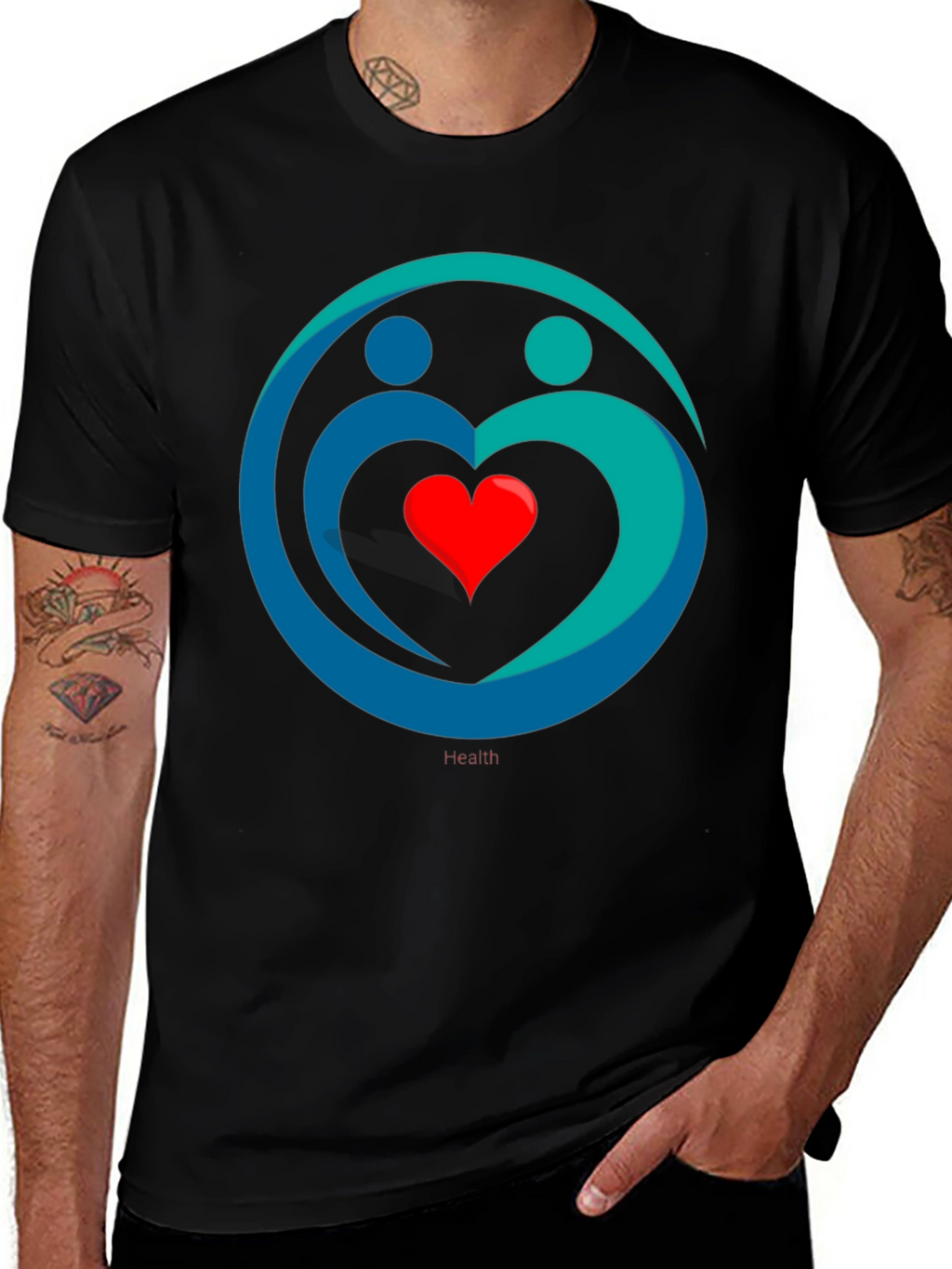 Heart Health Graphic Tee - Black Casual Comfort