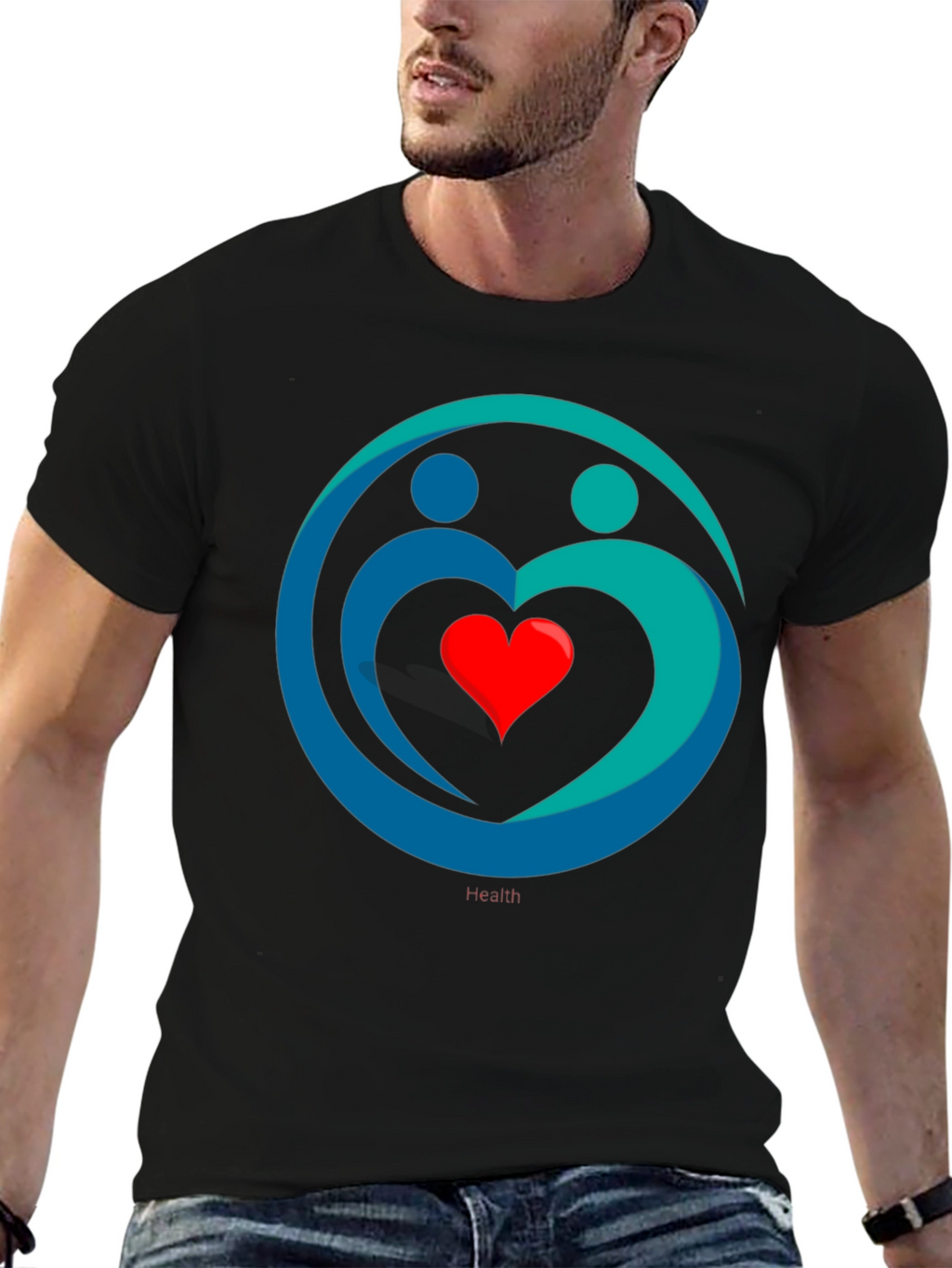 Heart Health Graphic Tee - Black Casual Comfort
