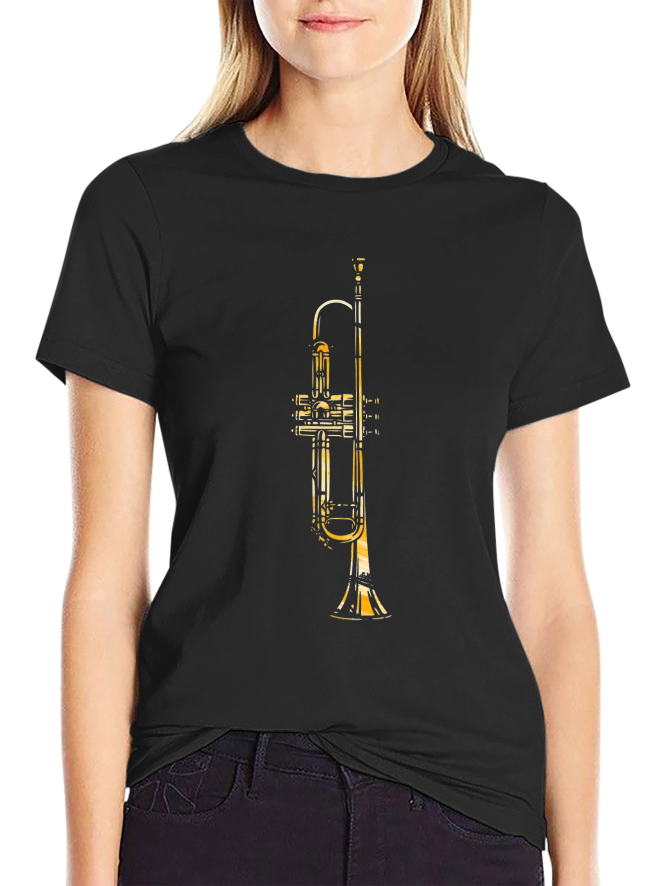 Trumpet Graphic Black T-Shirt - Musical Instrument Tee