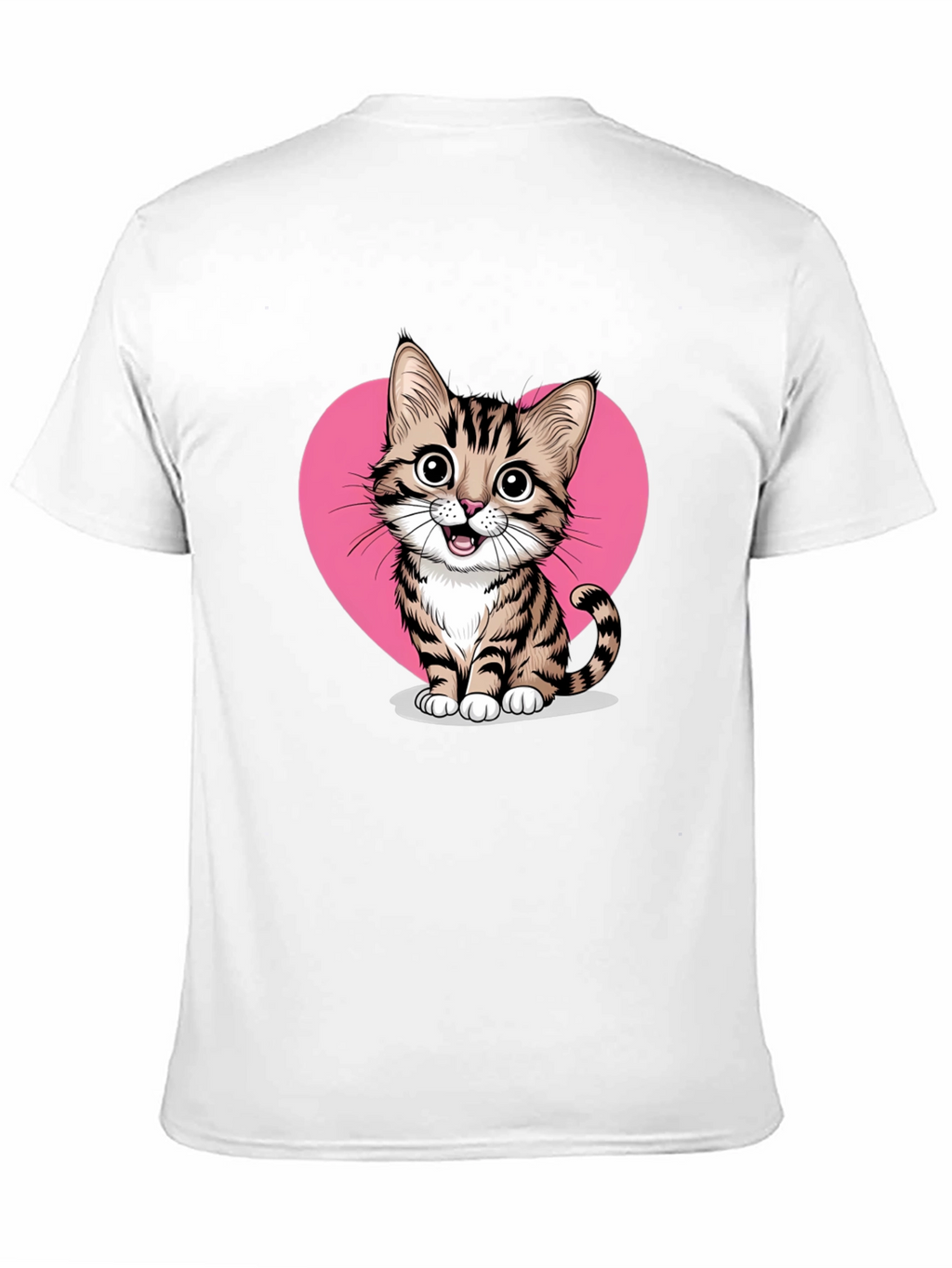 Cute Cat Heart Graphic Tee - Black