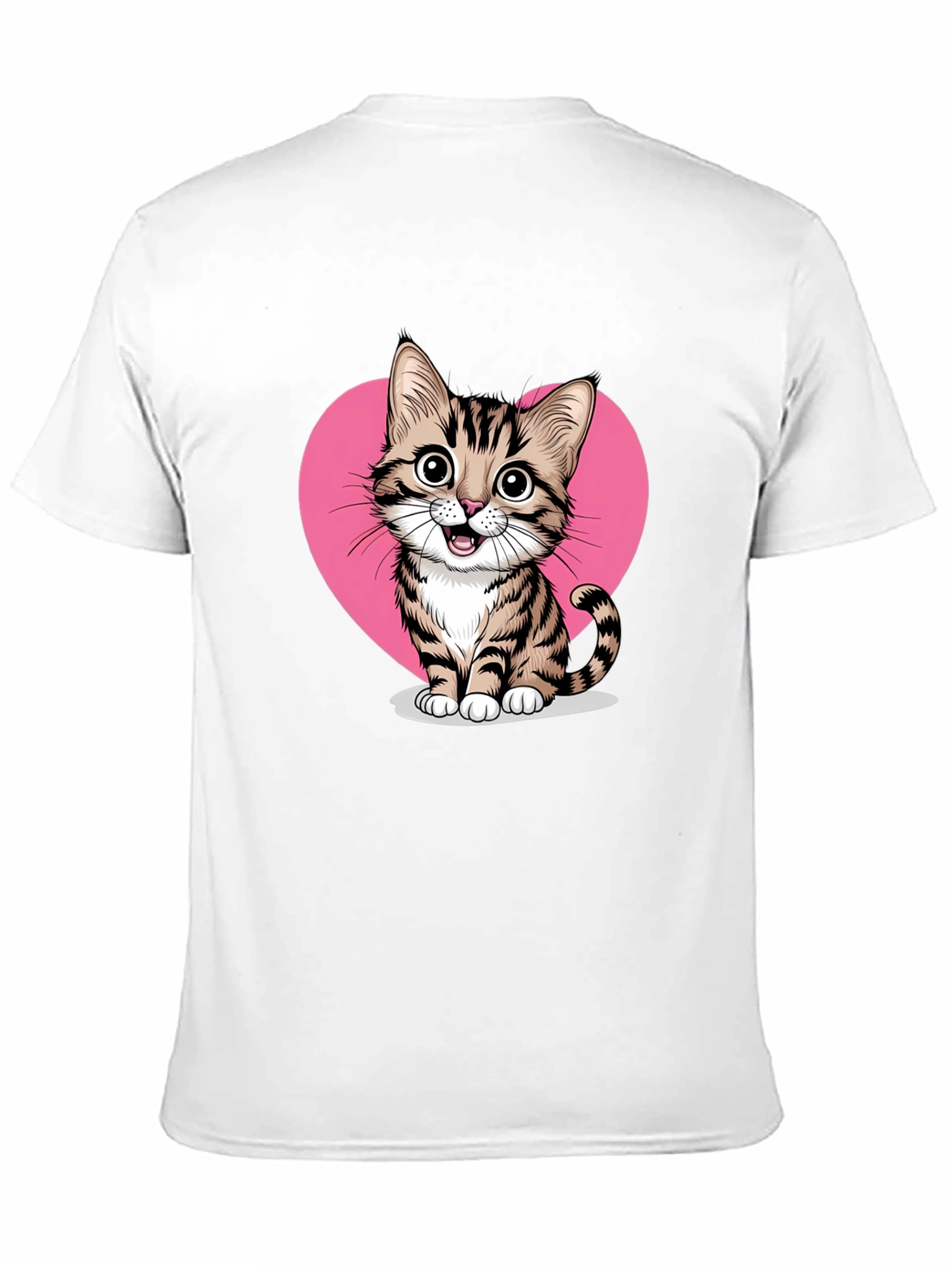 Cute Cat Heart Graphic Tee - Black