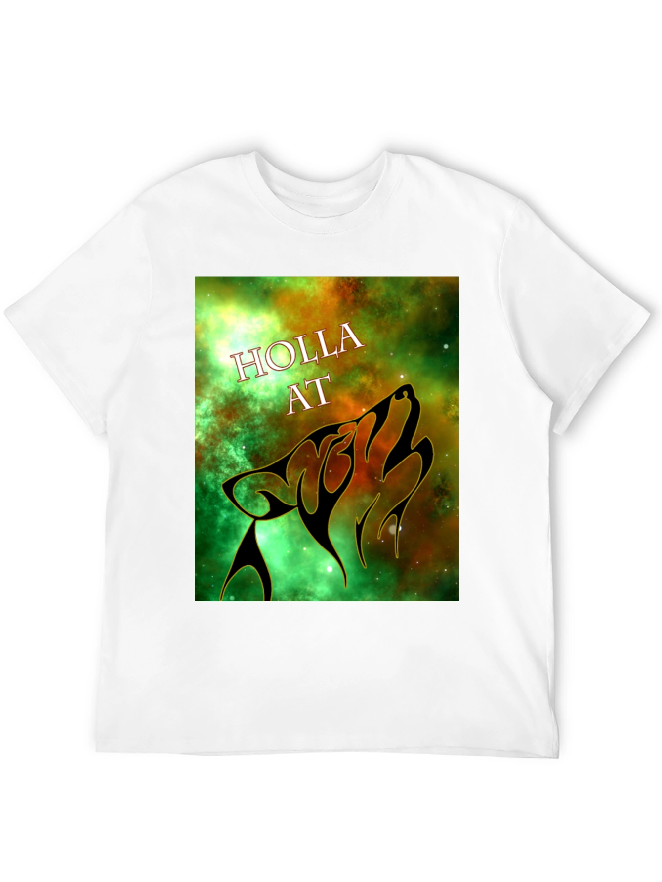 Holla At Wolf Graphic Tee - Black Unisex T-Shirt