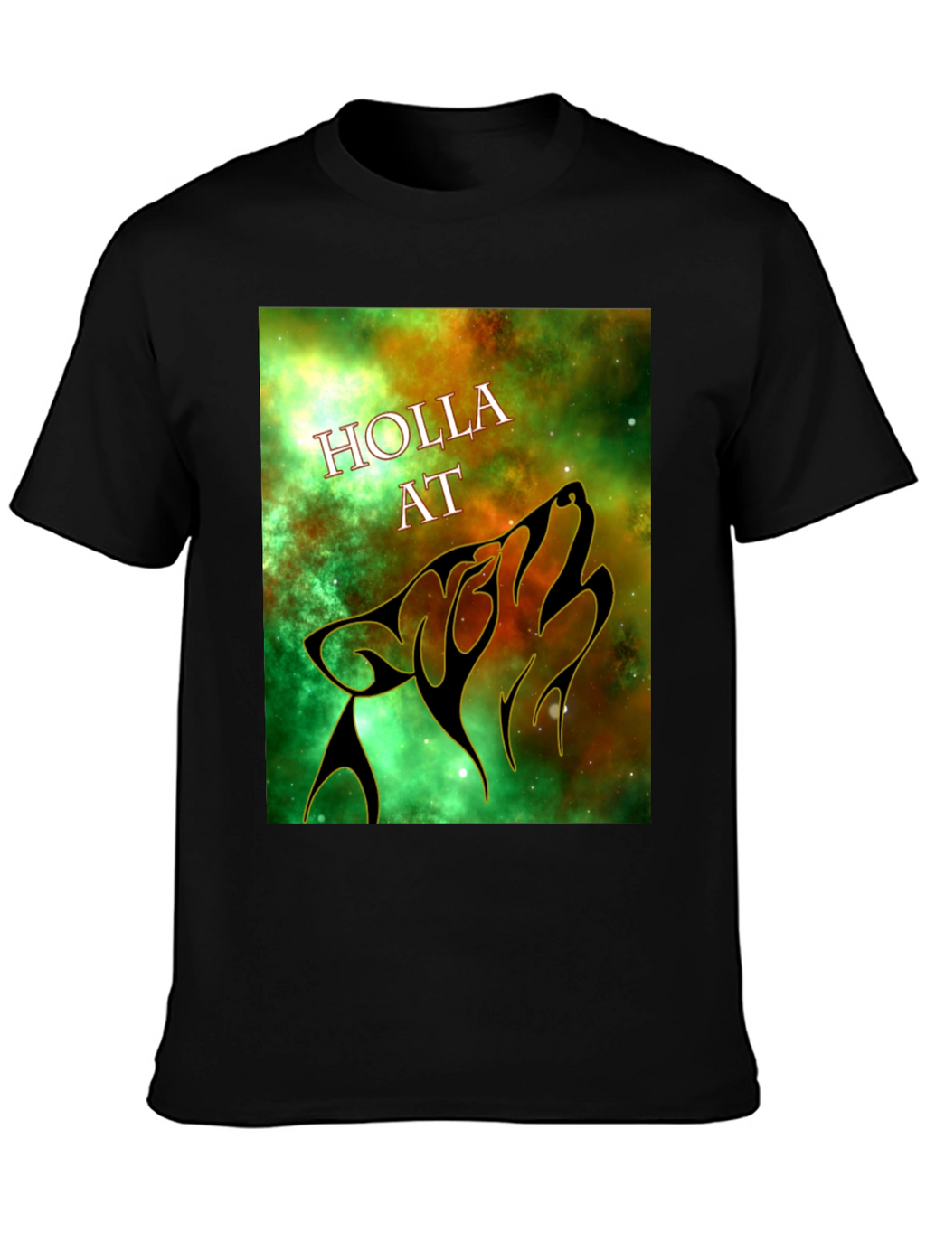 Holla At Wolf Graphic Tee - Black Unisex T-Shirt