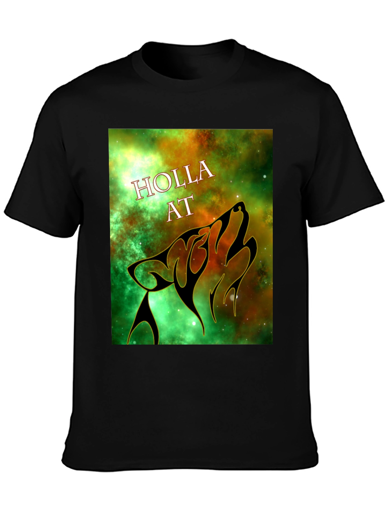 Holla At Wolf Graphic Tee - Black Unisex T-Shirt