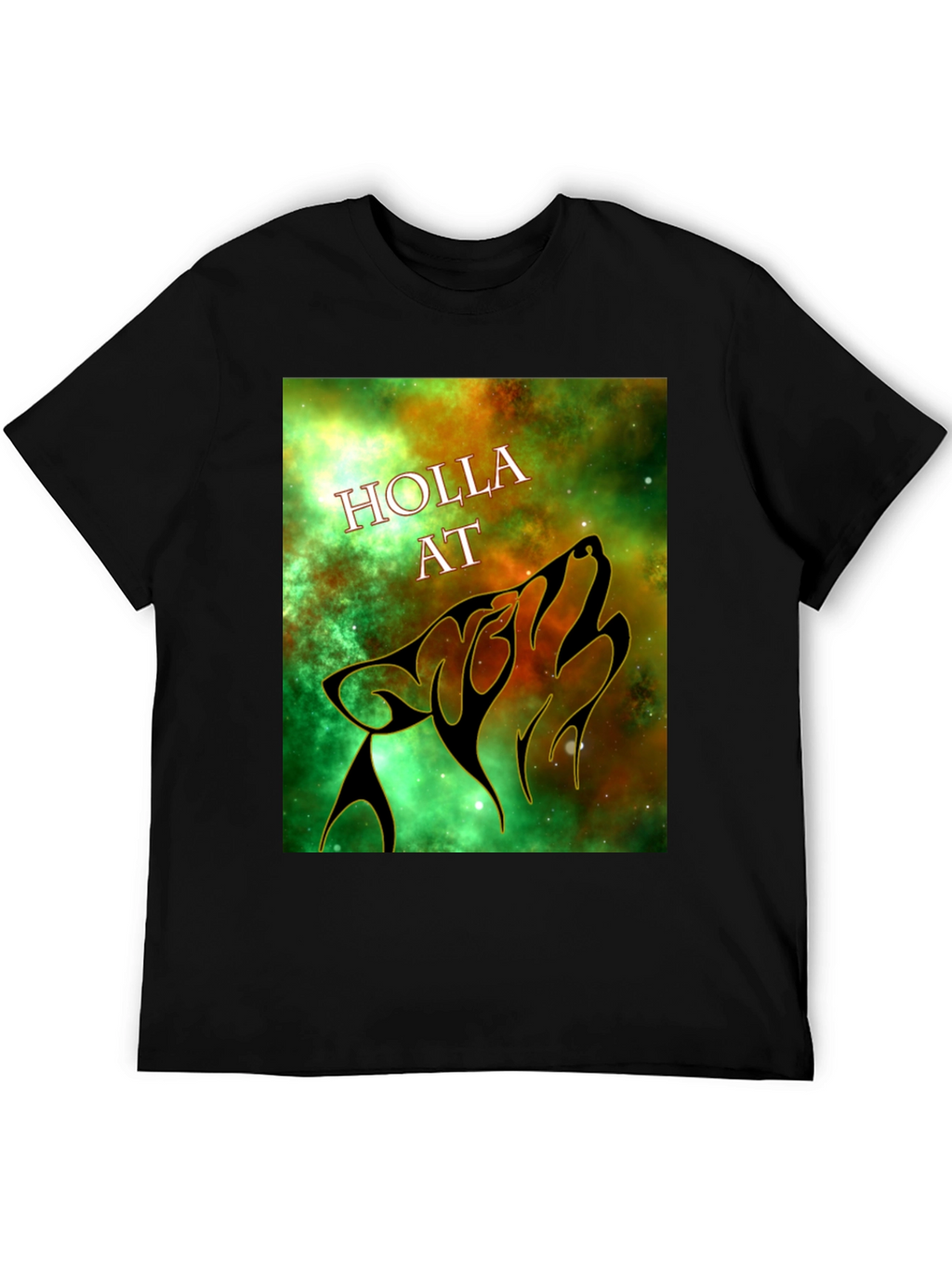 Holla At Wolf Graphic Tee - Black Unisex T-Shirt