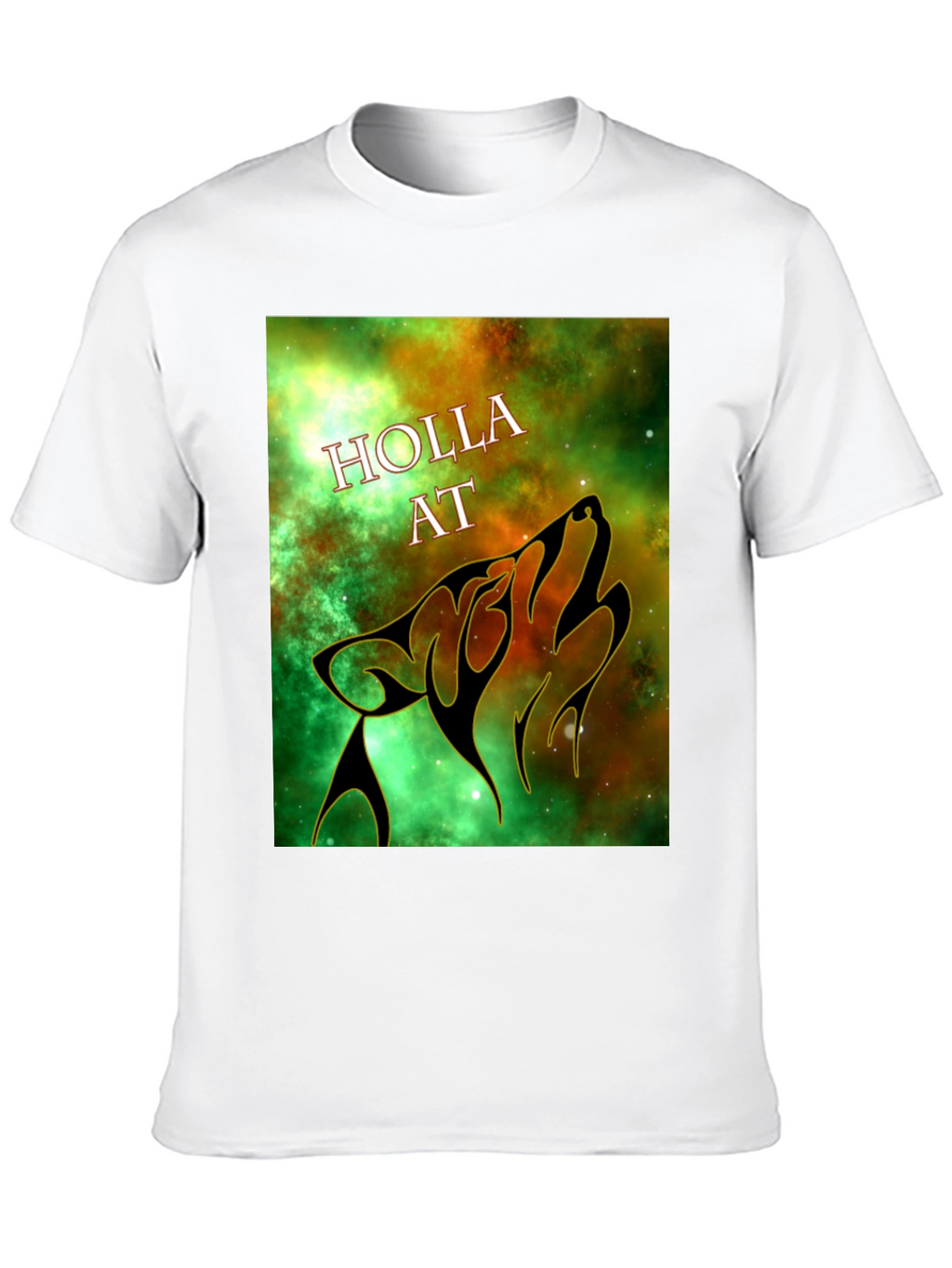 Holla At Wolf Graphic Tee - Black Unisex T-Shirt