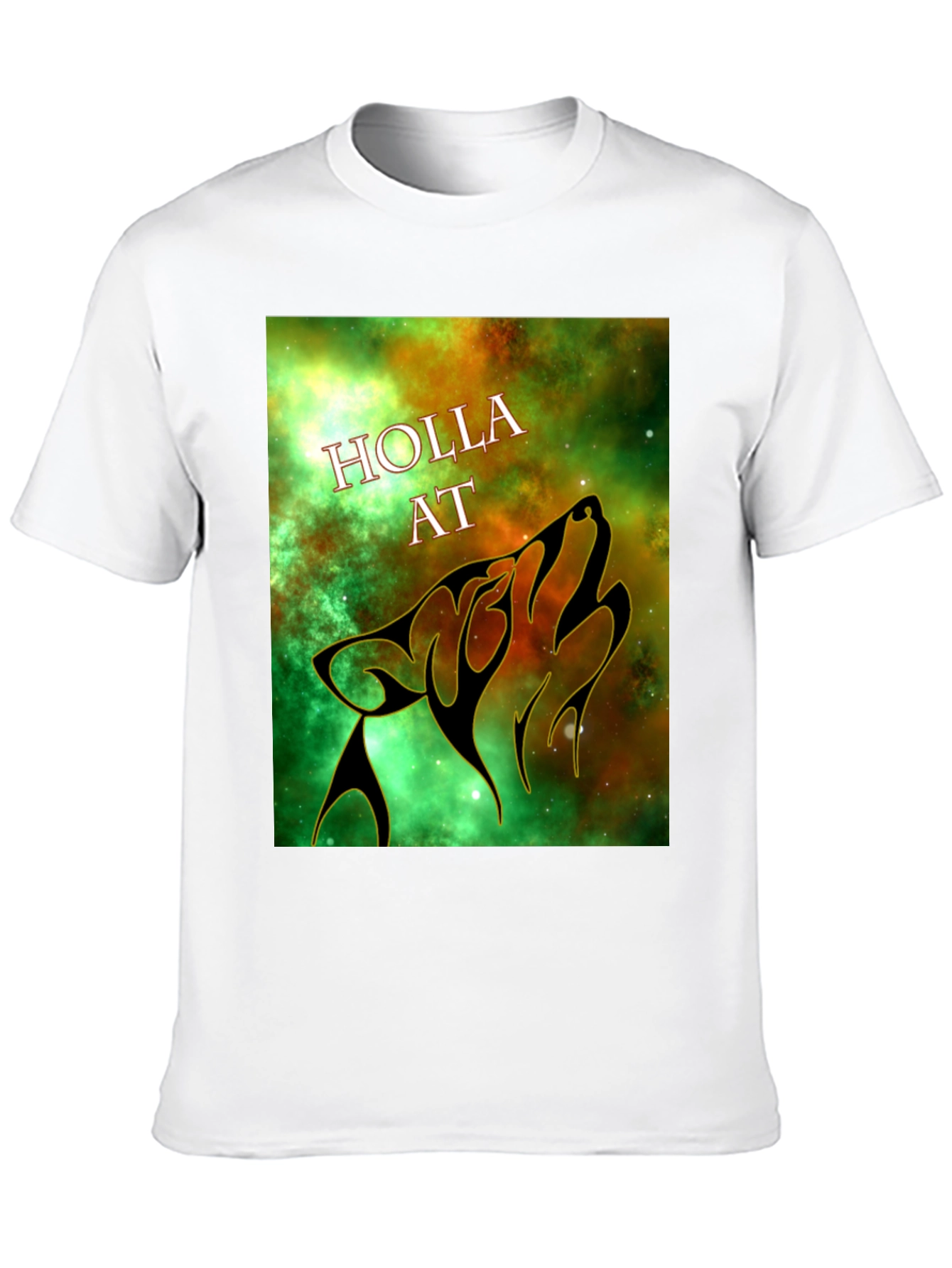 Holla At Wolf Graphic Tee - Black Unisex T-Shirt