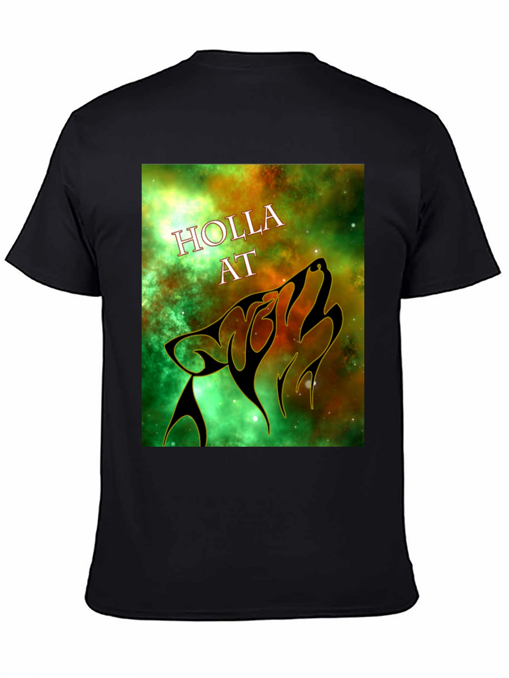 Holla At Wolf Graphic Tee - Black Unisex T-Shirt