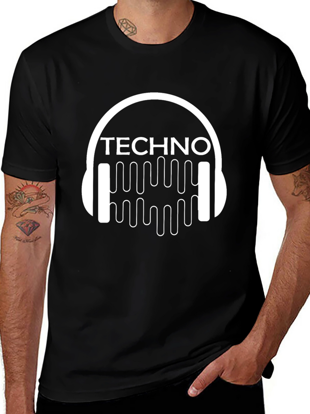 Techno Music T-Shirt - DJ Headphone Design