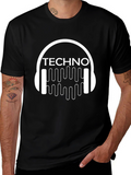 Techno Music T-Shirt - DJ Headphone Design