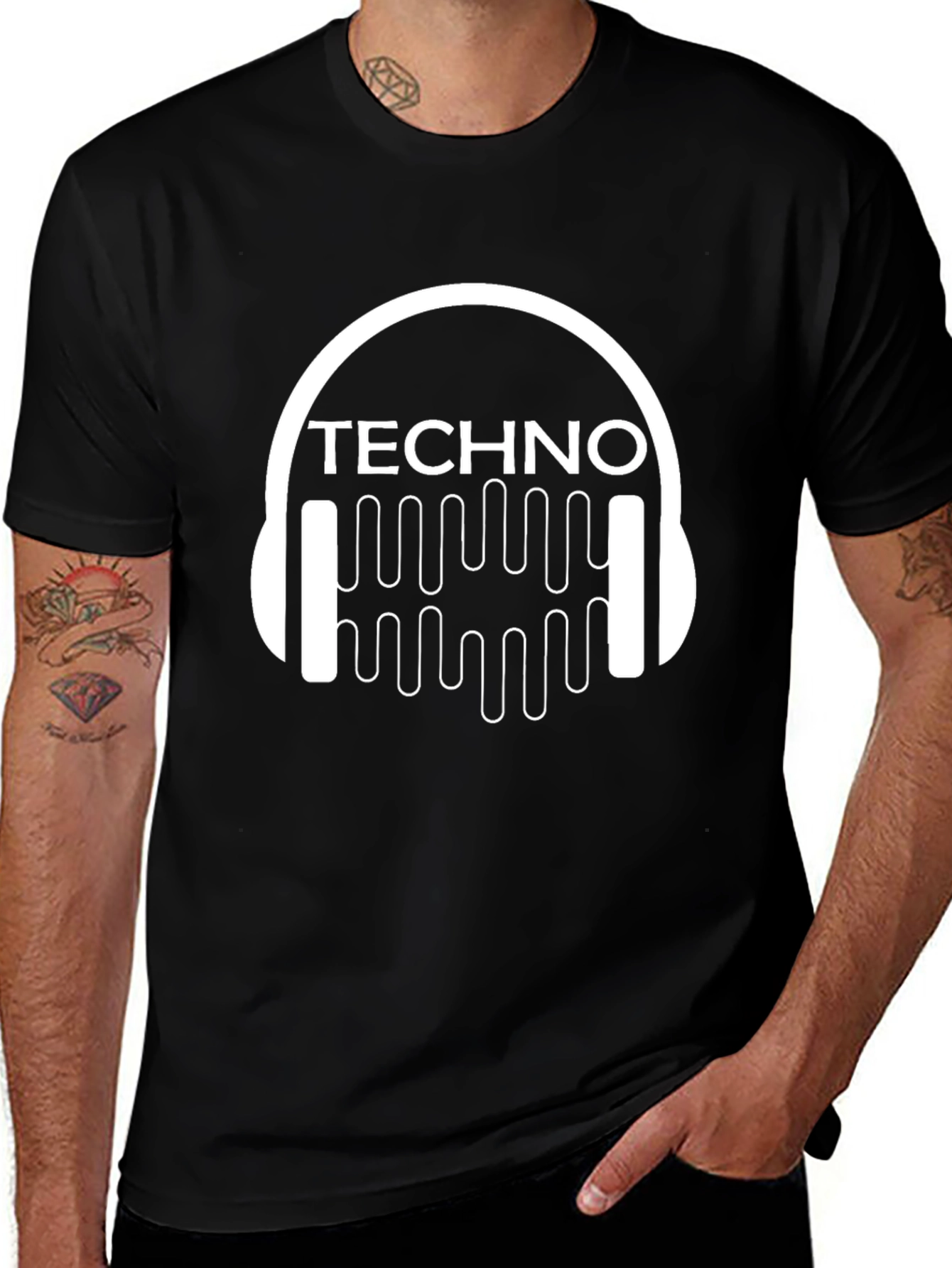 Techno Music T-Shirt - DJ Headphone Design