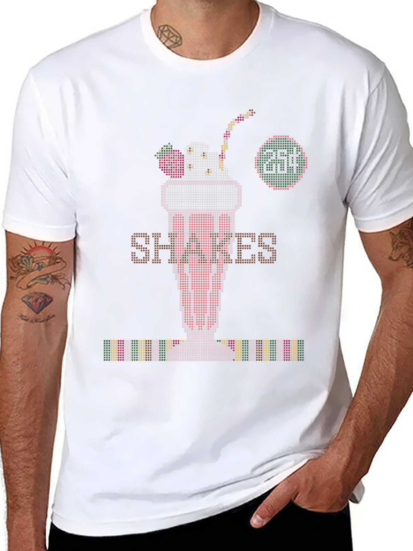 Retro Shakes Tee - Pixelated Milkshake T-Shirt