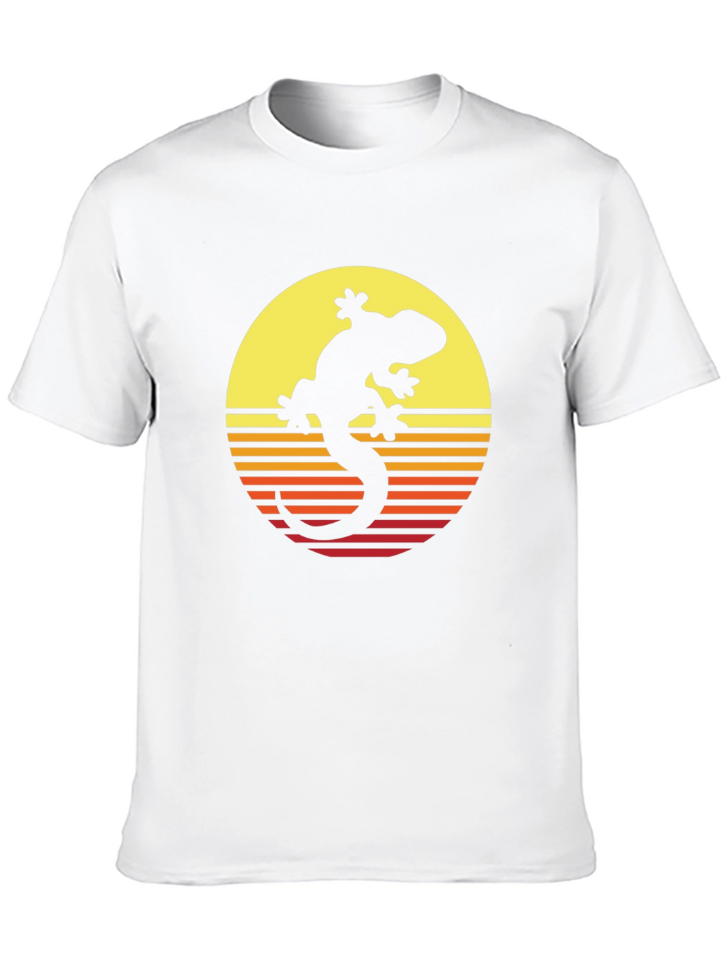 Retro Gecko Sunset Graphic Tee - Cool Black T-Shirt
