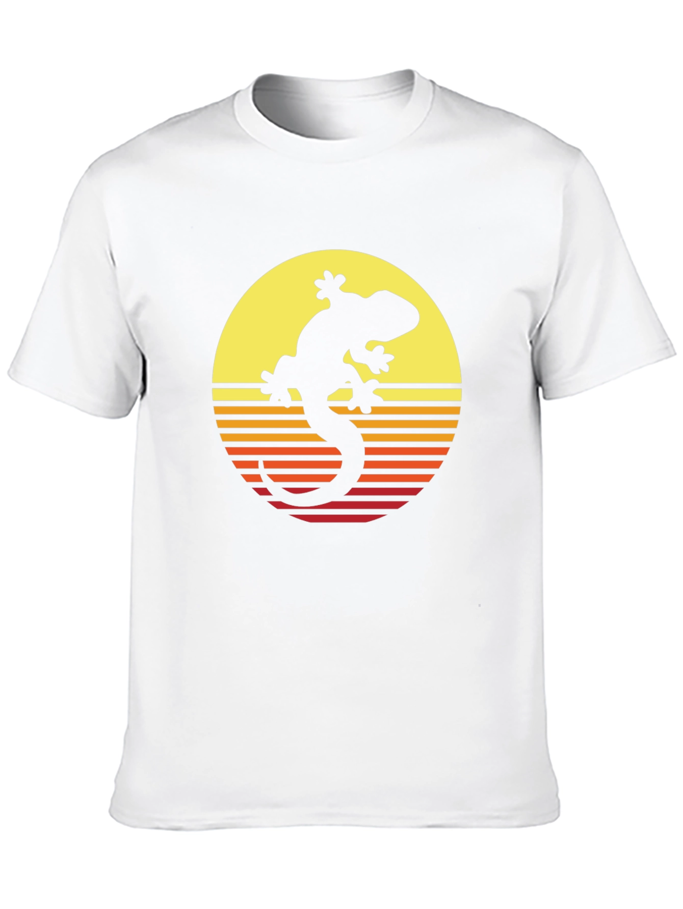 Retro Gecko Sunset Graphic Tee - Cool Black T-Shirt