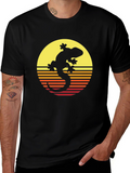 Retro Gecko Sunset Graphic Tee - Cool Black T-Shirt