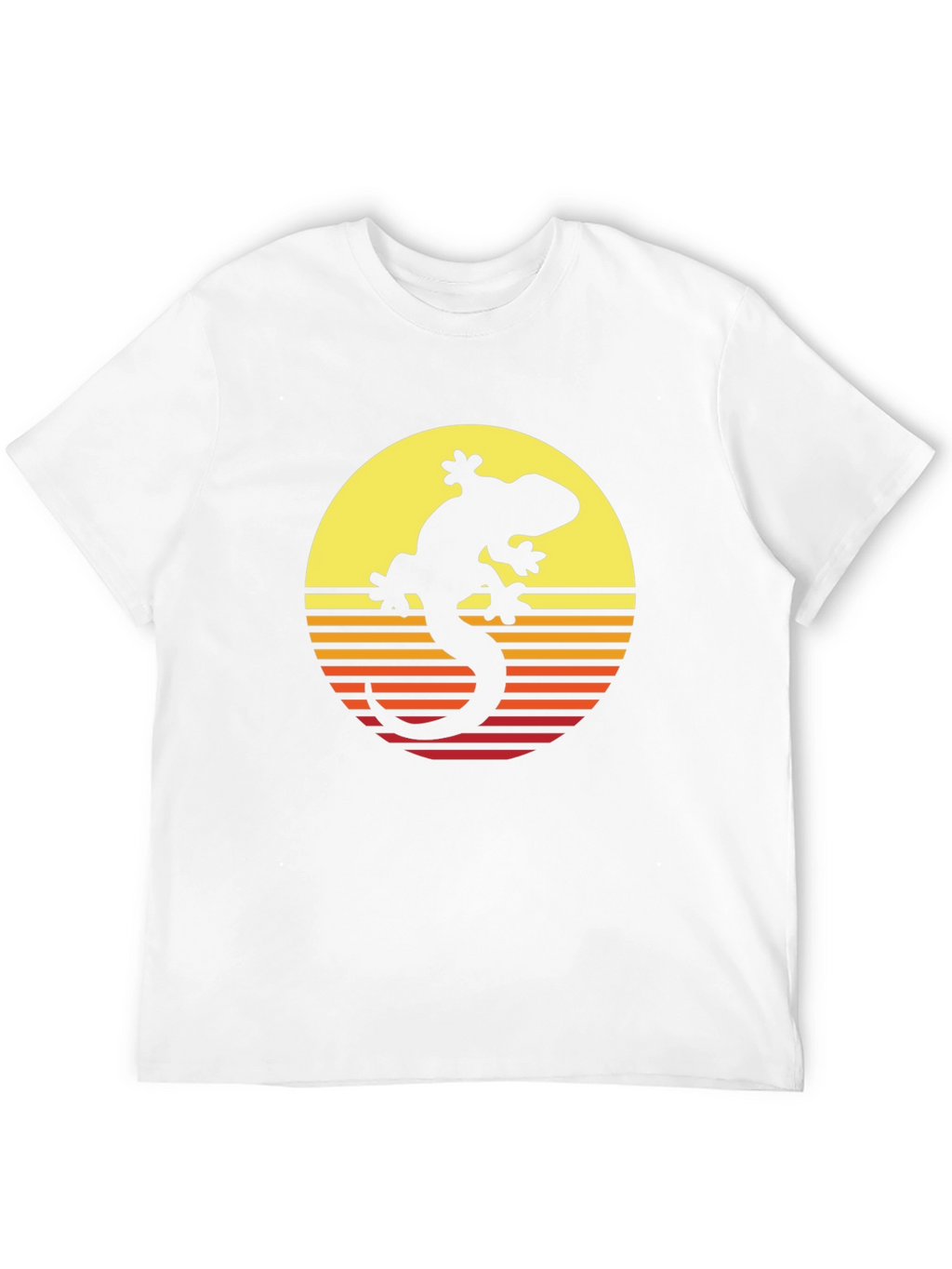 Retro Gecko Sunset Graphic Tee - Cool Black T-Shirt