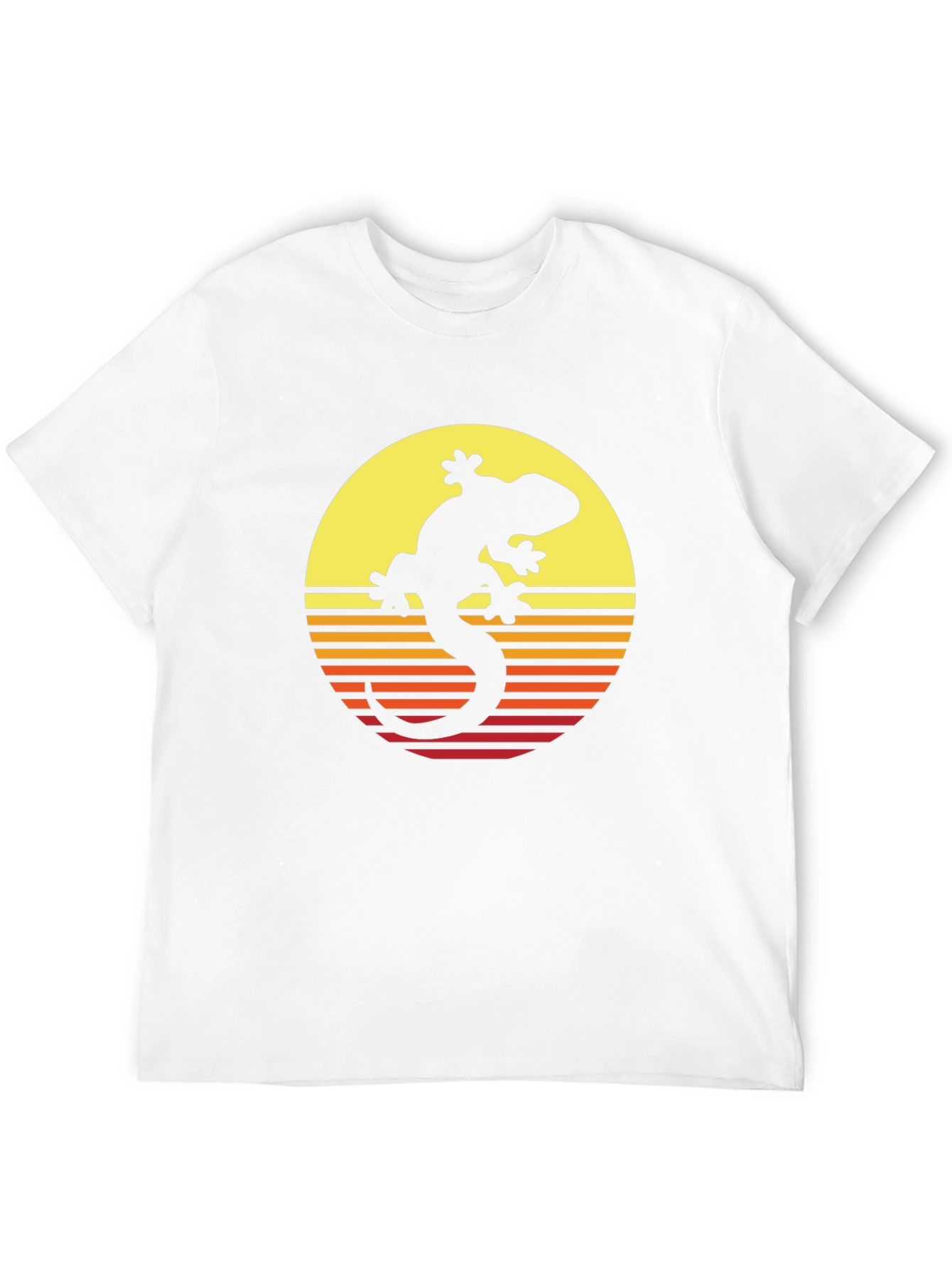 Retro Gecko Sunset Graphic Tee - Cool Black T-Shirt