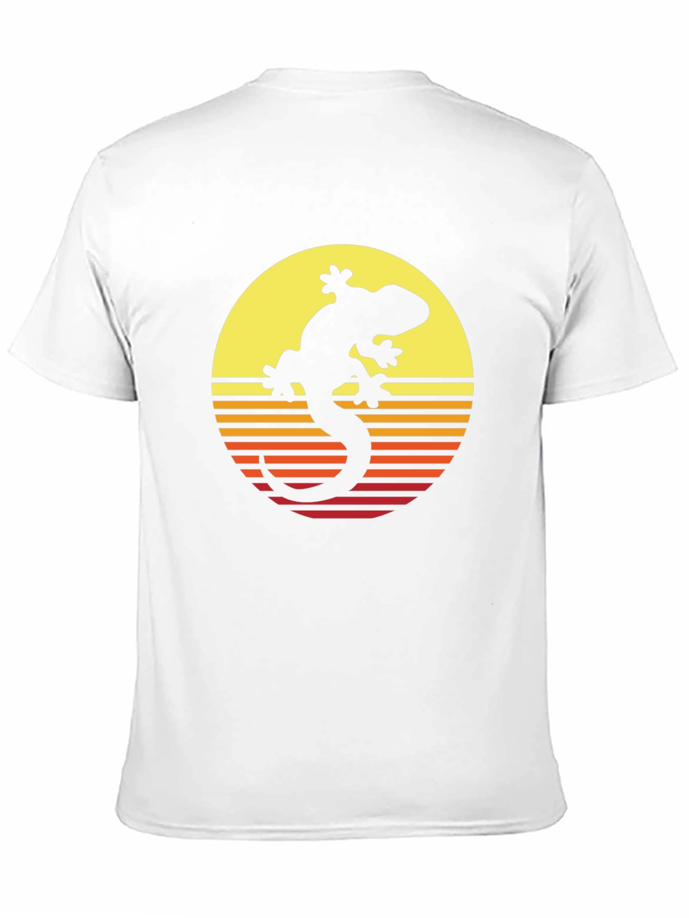 Retro Gecko Sunset Graphic Tee - Cool Black T-Shirt