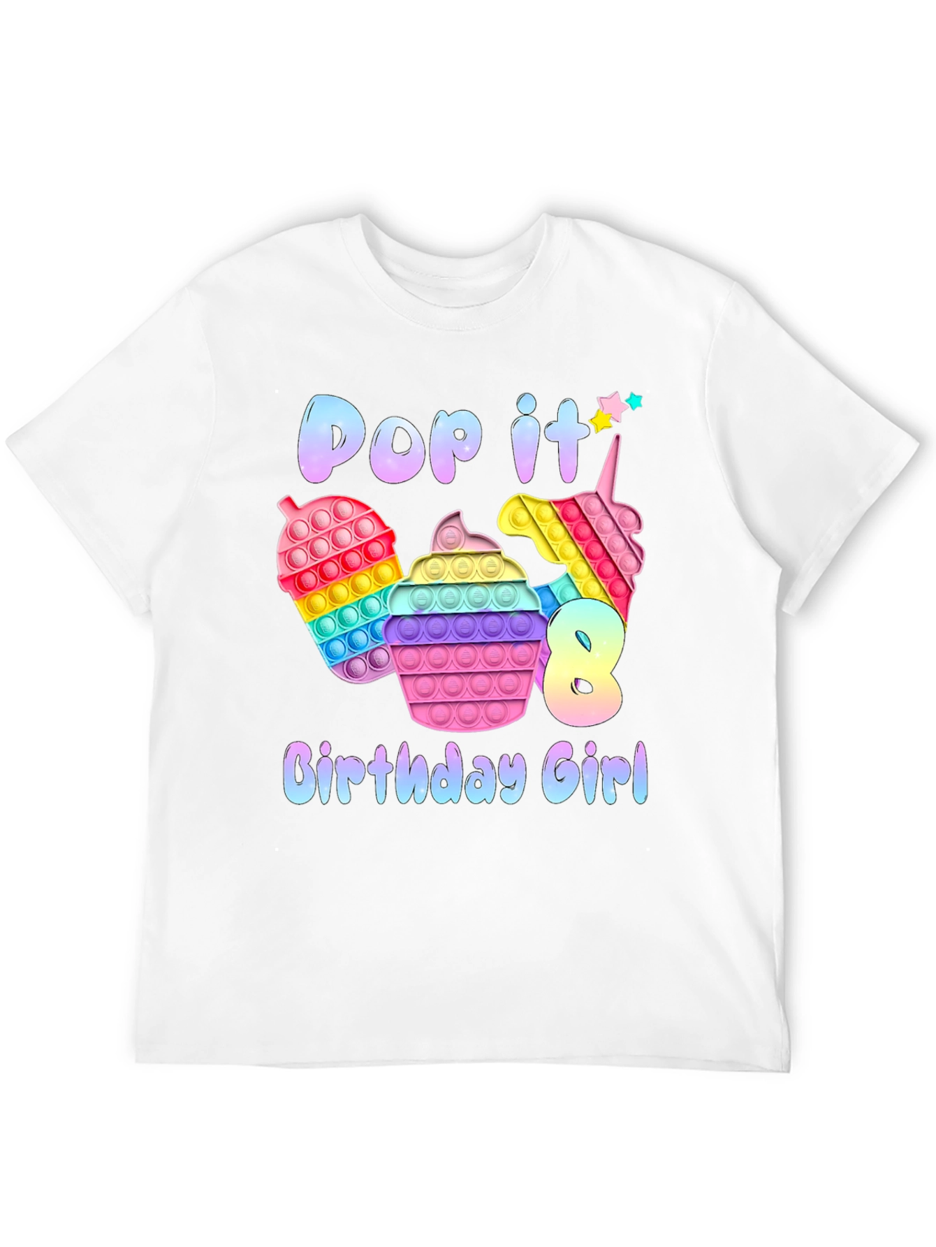 Pop It Birthday Girl T-Shirt - 8th Birthday