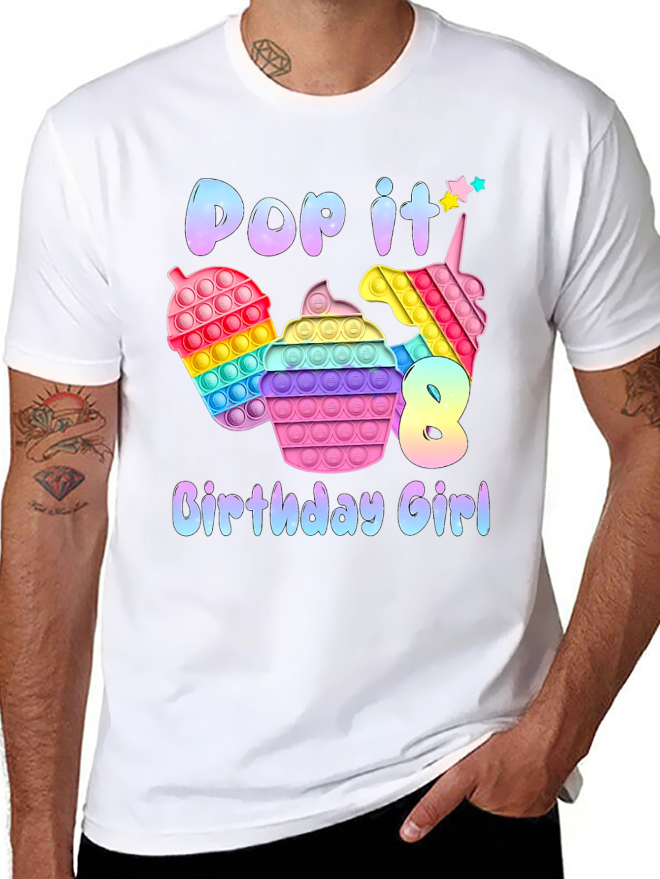 Pop It Birthday Girl T-Shirt - 8th Birthday