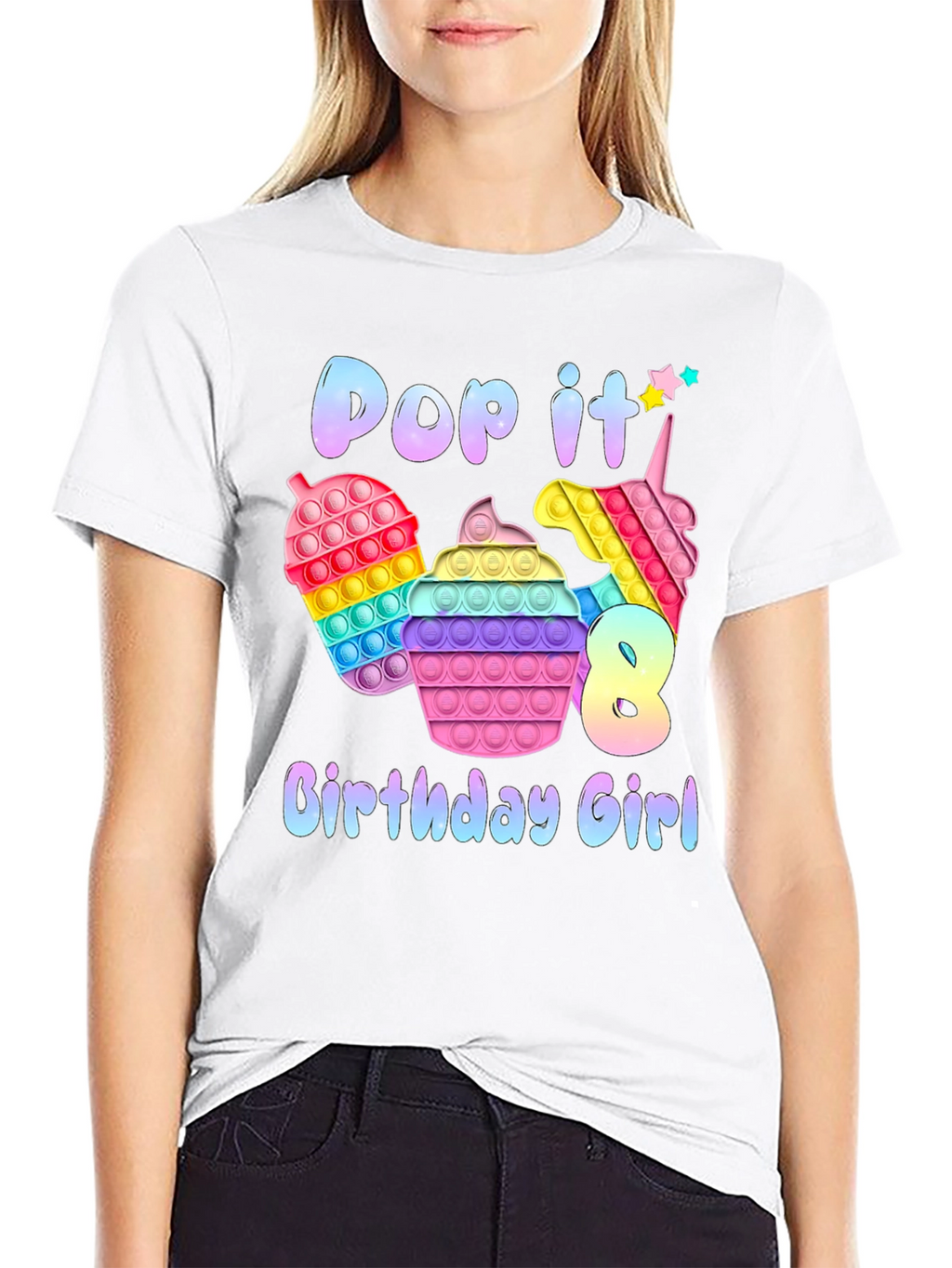 Pop It Birthday Girl T-Shirt - 8th Birthday