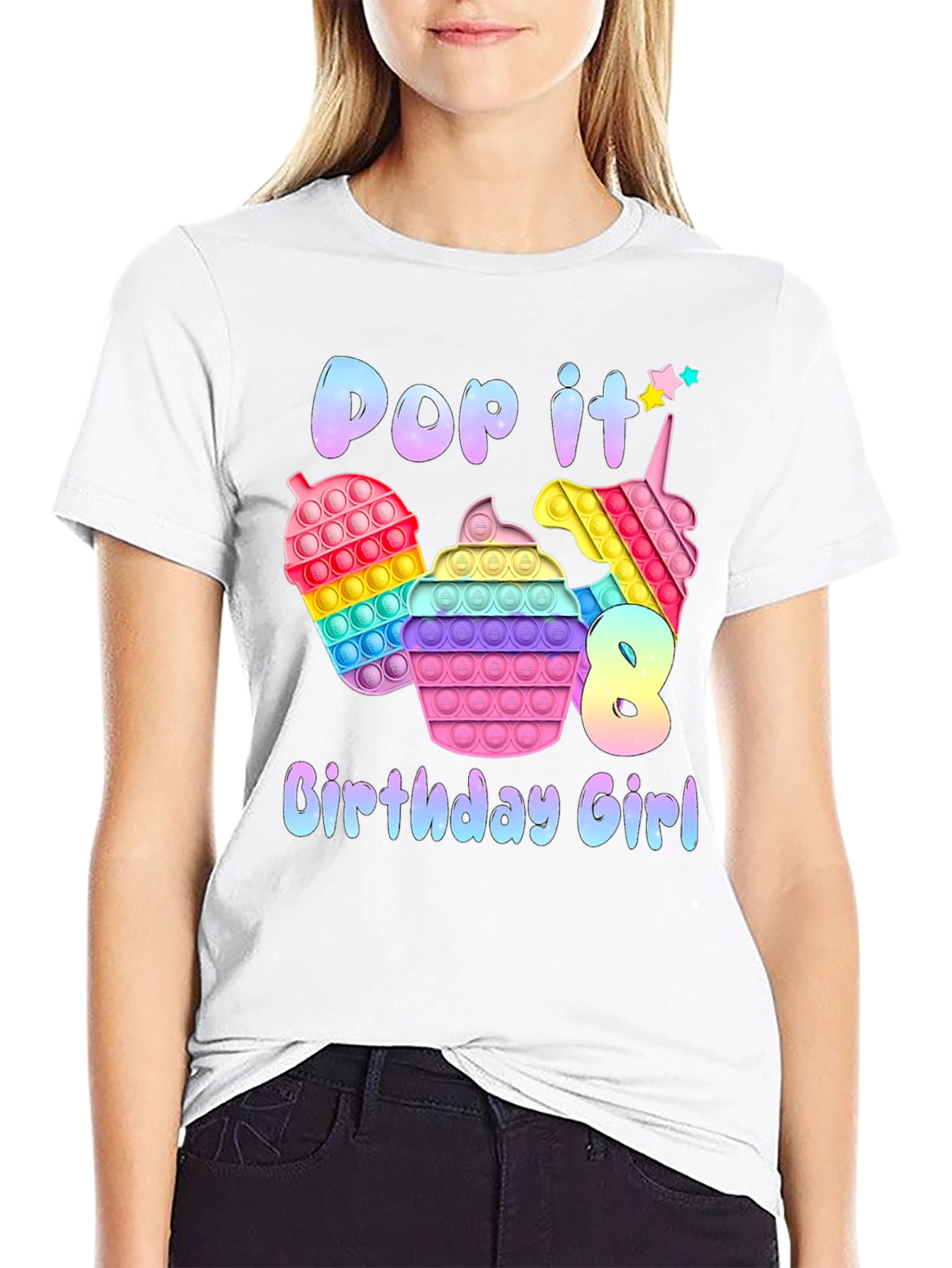 Pop It Birthday Girl T-Shirt - 8th Birthday