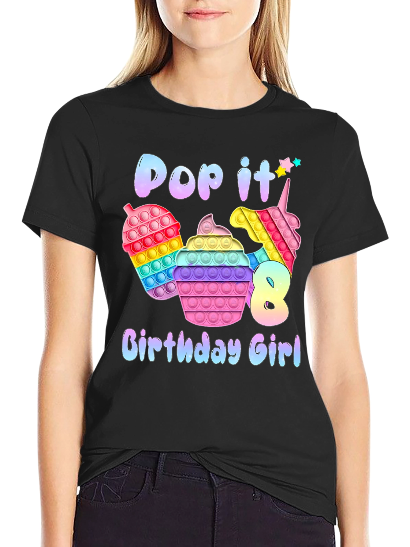 Pop It Birthday Girl T-Shirt - 8th Birthday
