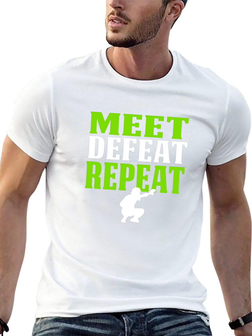 Meet Defeat Repeat Graphic T-Shirt