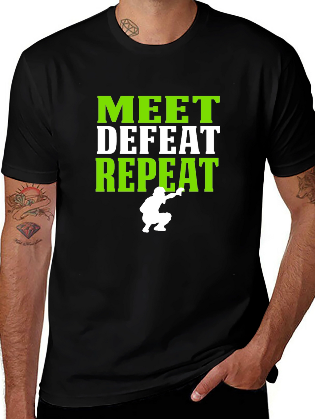 Meet Defeat Repeat Graphic T-Shirt
