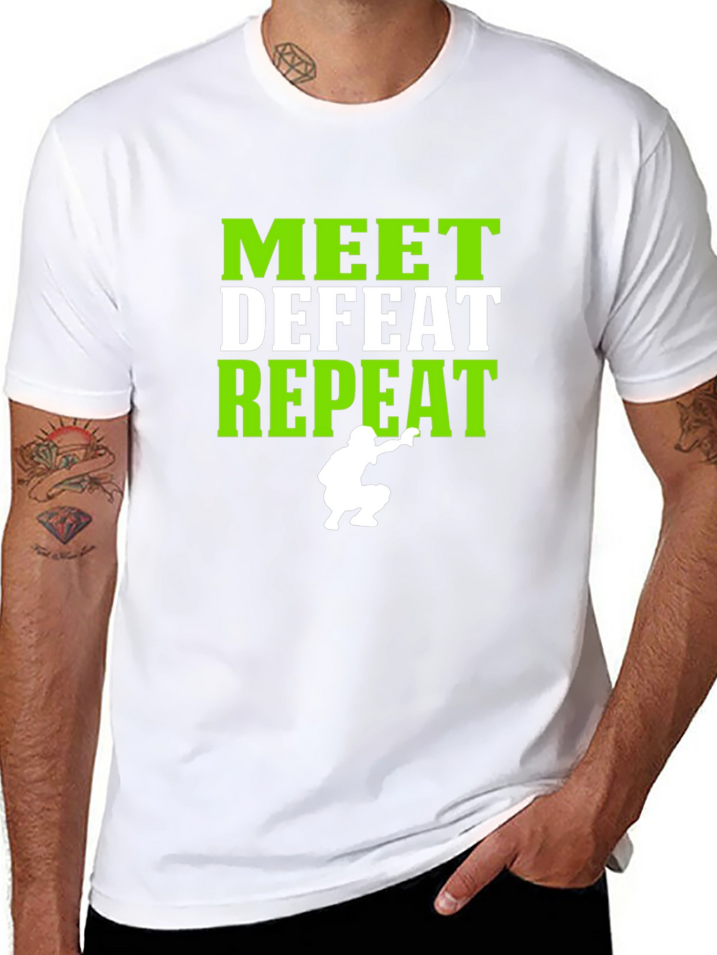 Meet Defeat Repeat Graphic T-Shirt