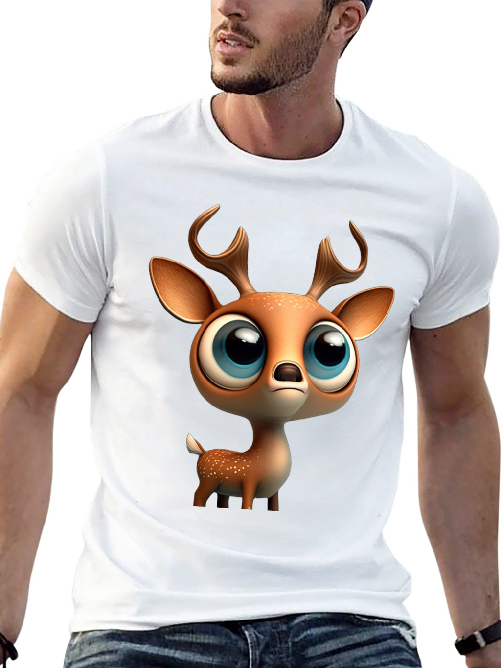Cute Deer Graphic Tee - Stylish Black T-Shirt