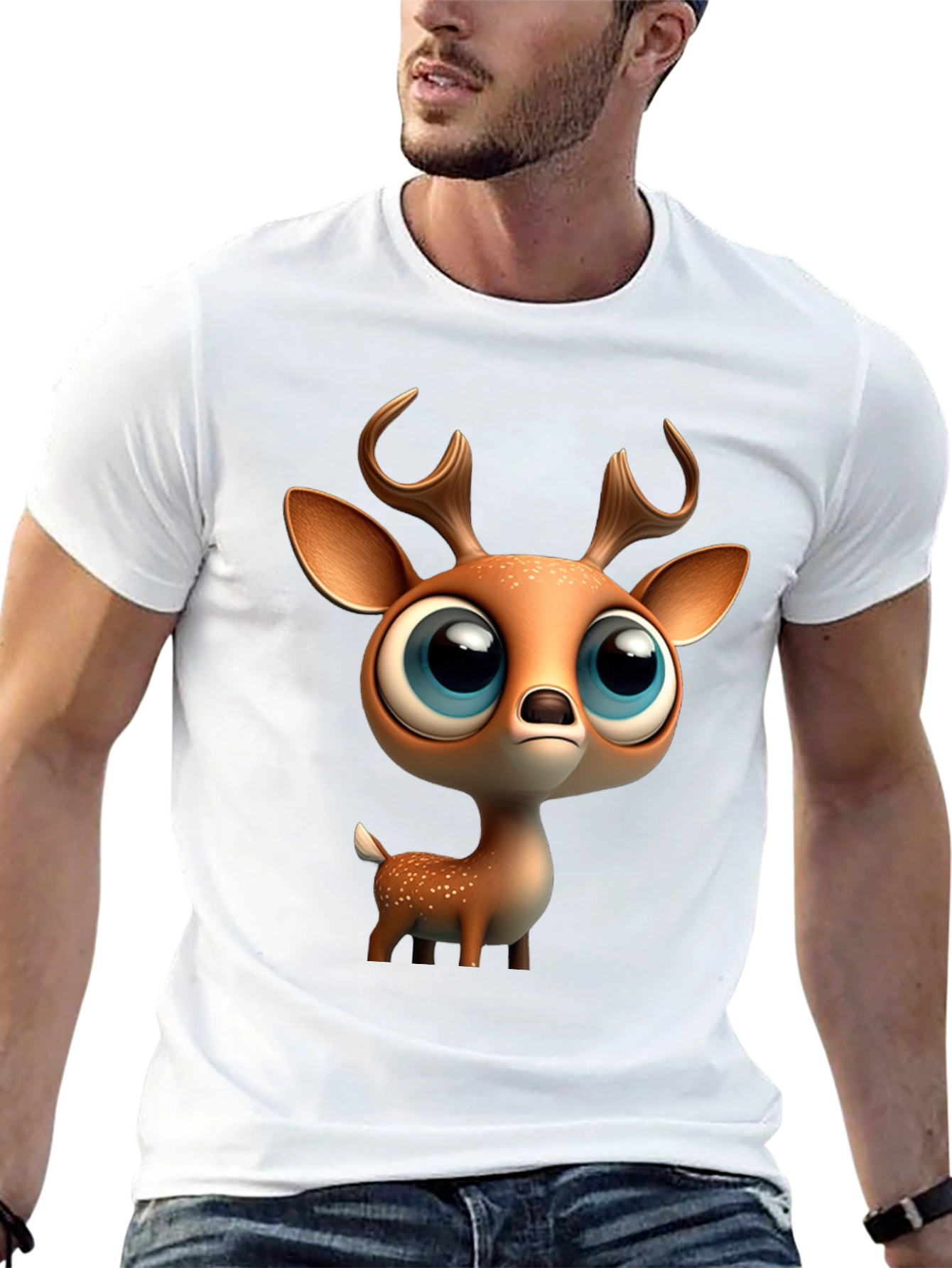 Cute Deer Graphic Tee - Stylish Black T-Shirt