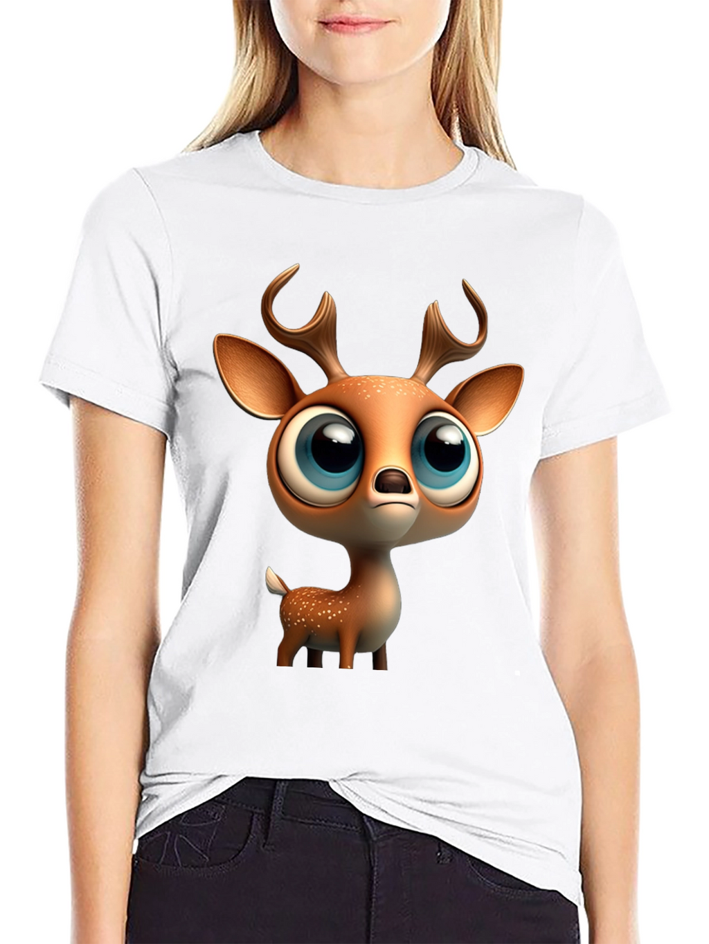 Cute Deer Graphic Tee - Stylish Black T-Shirt