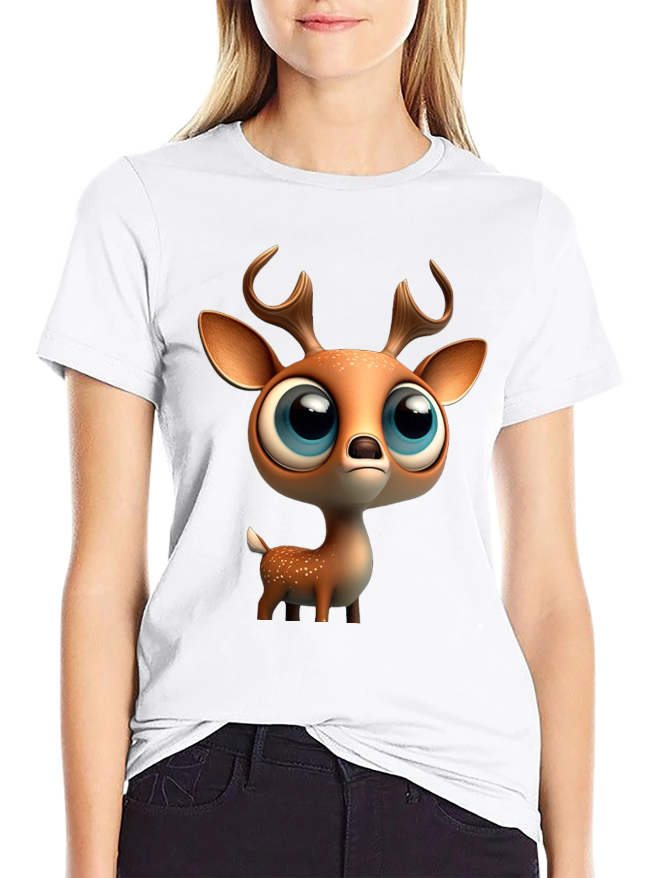 Cute Deer Graphic Tee - Stylish Black T-Shirt