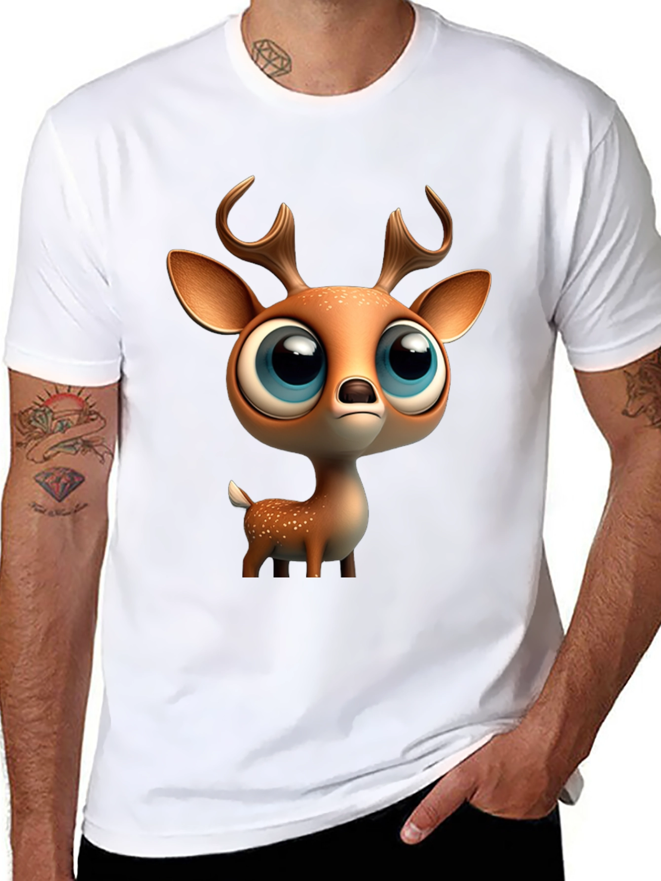 Cute Deer Graphic Tee - Stylish Black T-Shirt