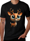 Cute Deer Graphic Tee - Stylish Black T-Shirt