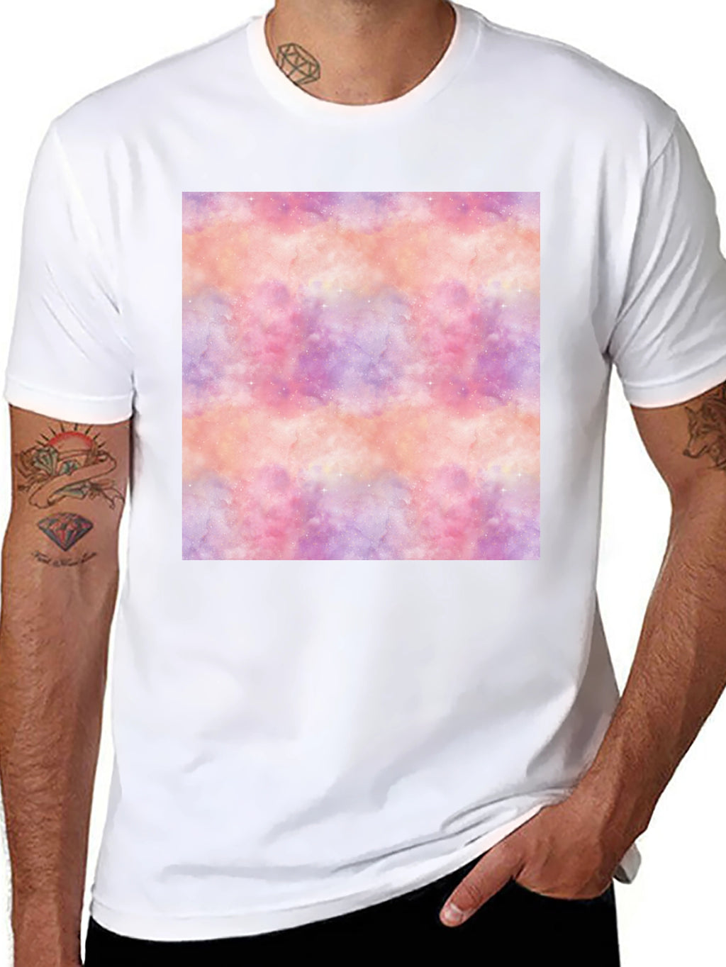 Nebula Print Black Tee - Stylish Galaxy Design