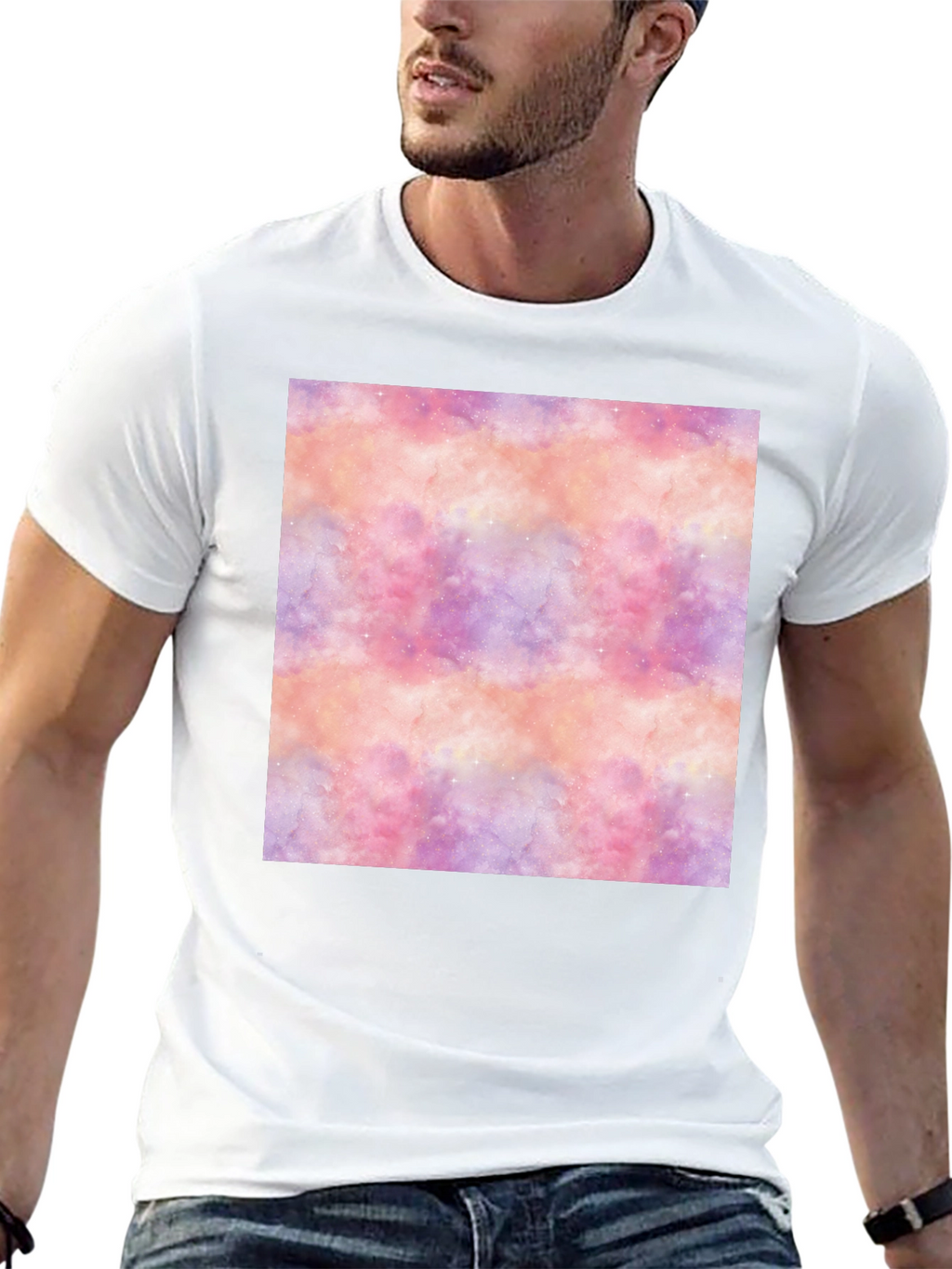 Nebula Print Black Tee - Stylish Galaxy Design