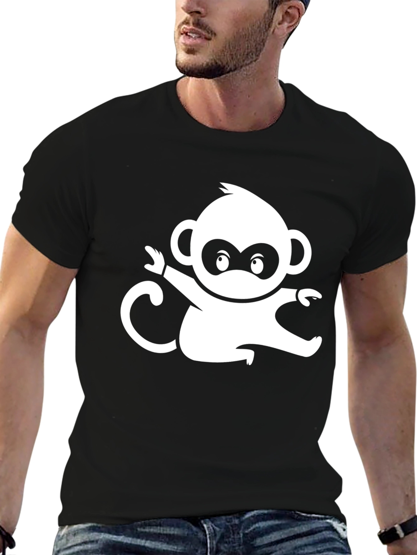 Monkey Graphic Tee - Black Cotton Comfort