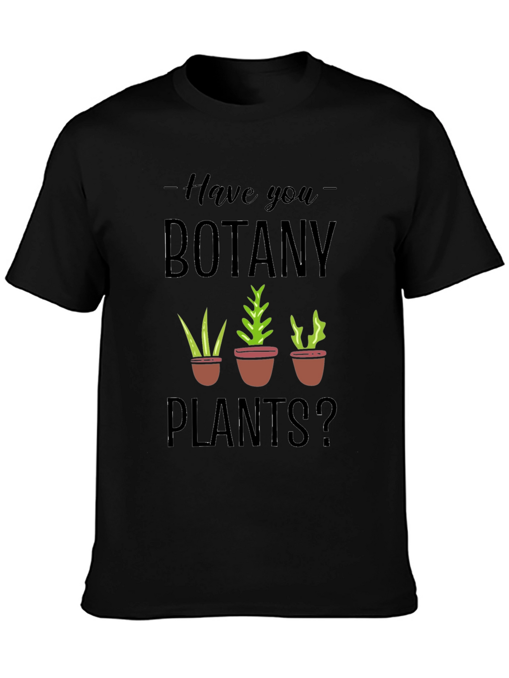 Botany Plants Graphic Tee - Black Cotton T-Shirt