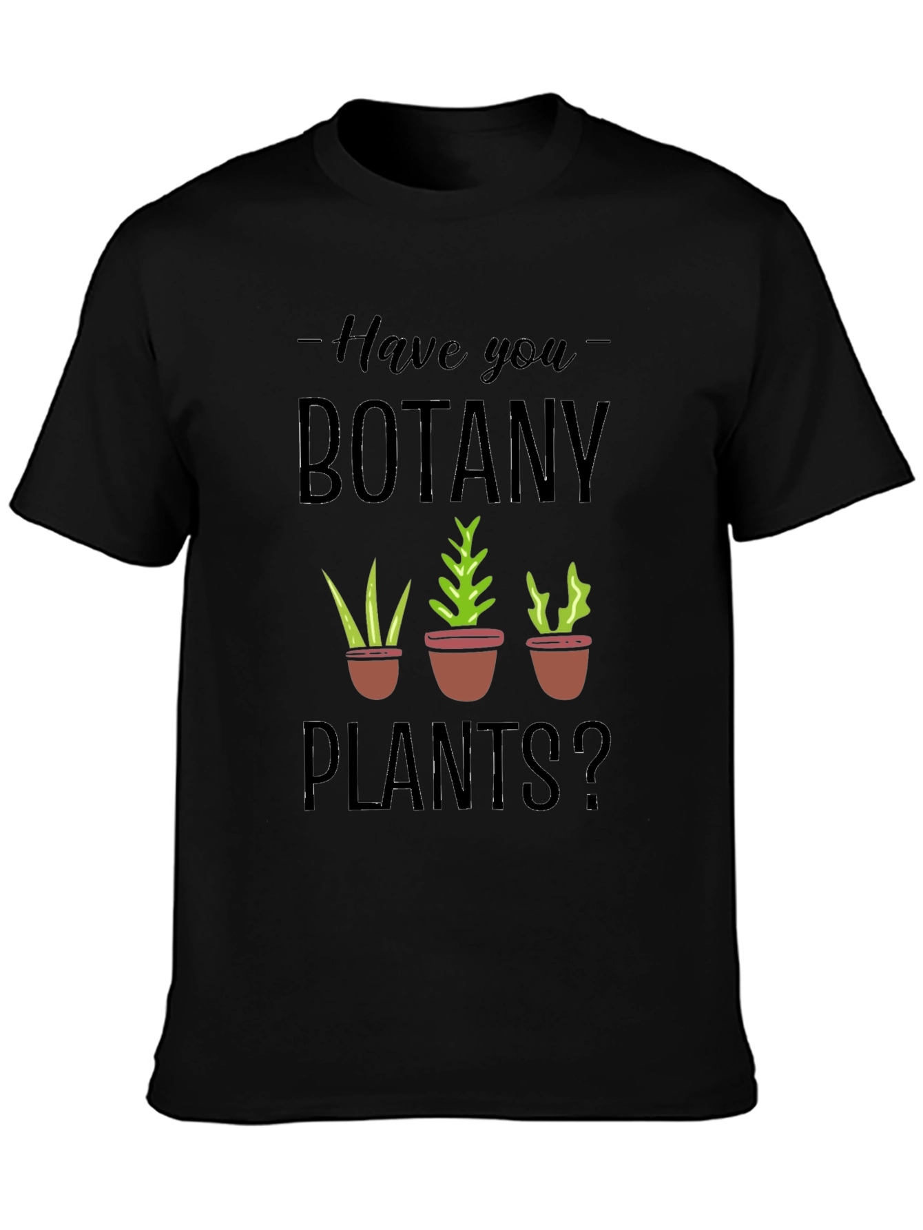 Botany Plants Graphic Tee - Black Cotton T-Shirt