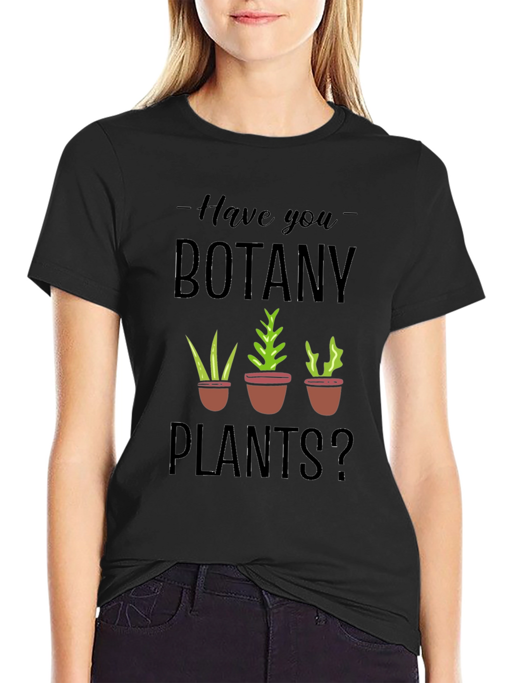 Botany Plants Graphic Tee - Black Cotton T-Shirt